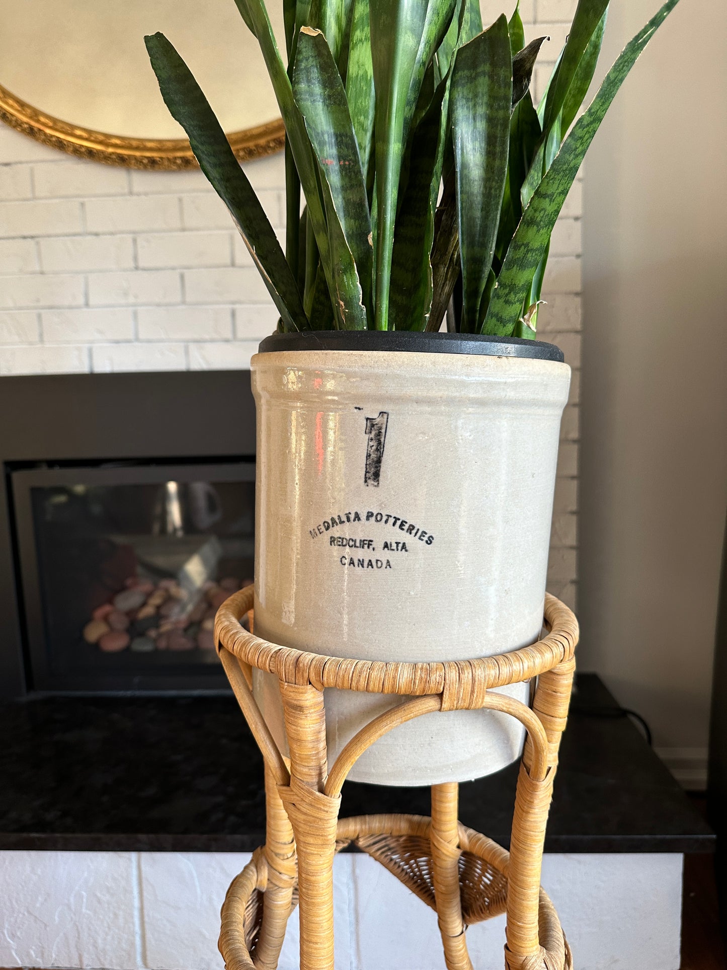 Vintage Rattan Plant Stand