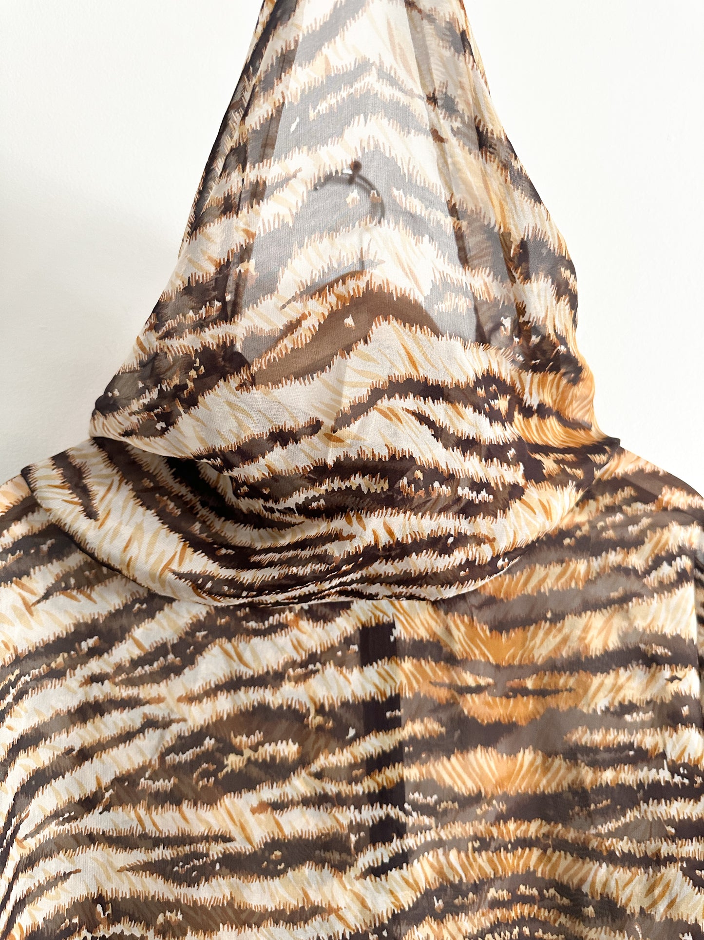 Dolce & Gabbana S/S 1996 Tiger Print Sheer Silk Hooded Poncho Tunic | Vintage Dolce and Gabbana Poncho | Vintage Designer Poncho | Size: 38