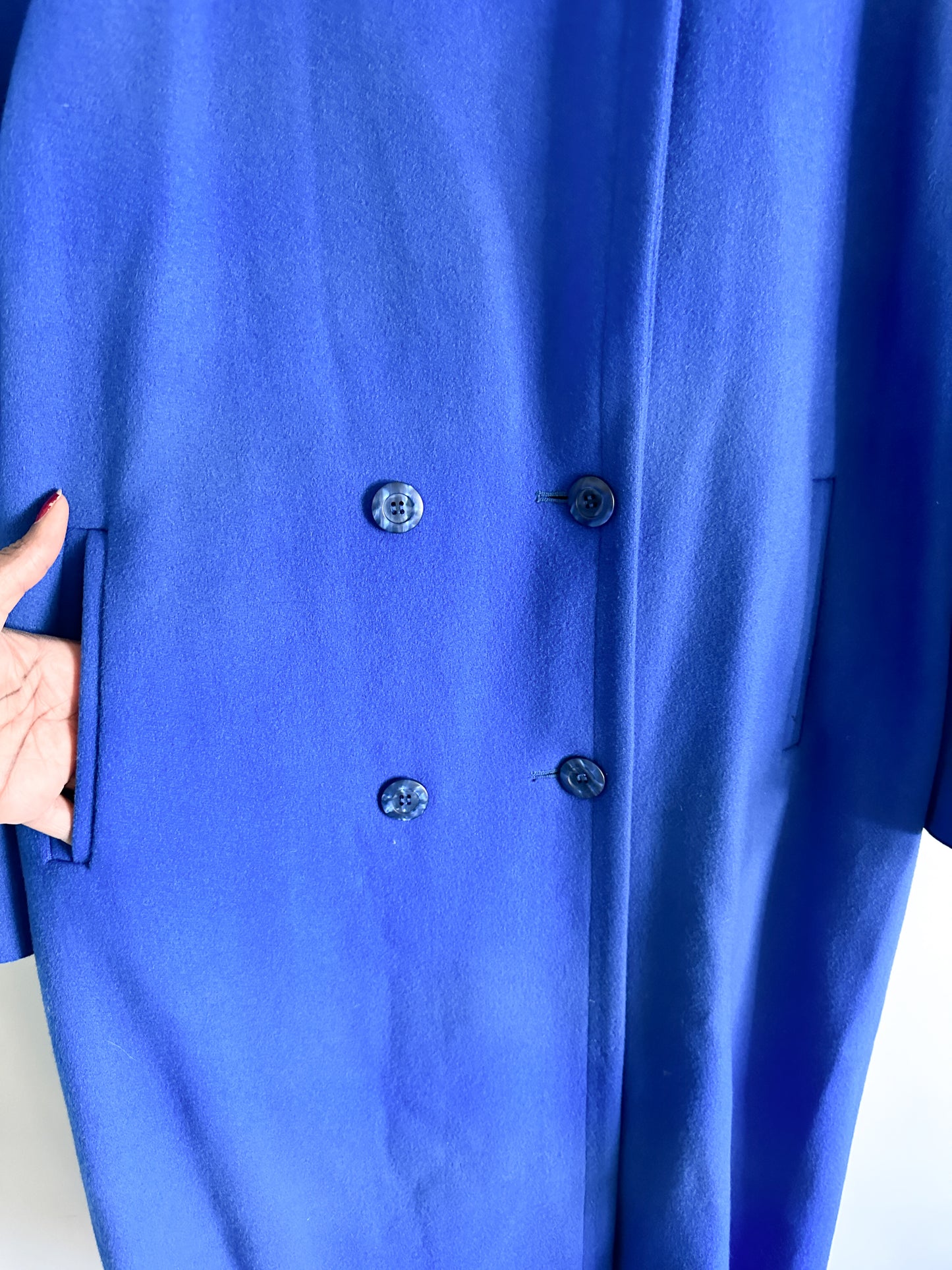 Royal Blue London Fog Wool Double Breasted Coat| Full Length , fully lined double breasted coat Size:18-M