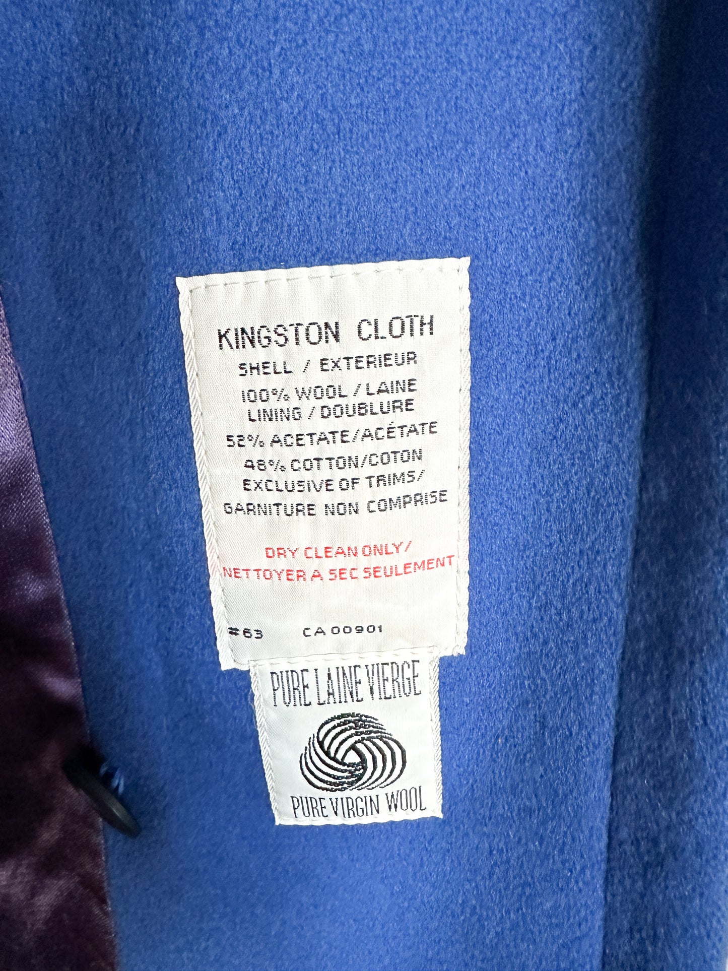 Royal Blue London Fog Wool Double Breasted Coat| Full Length , fully lined double breasted coat Size:18-M