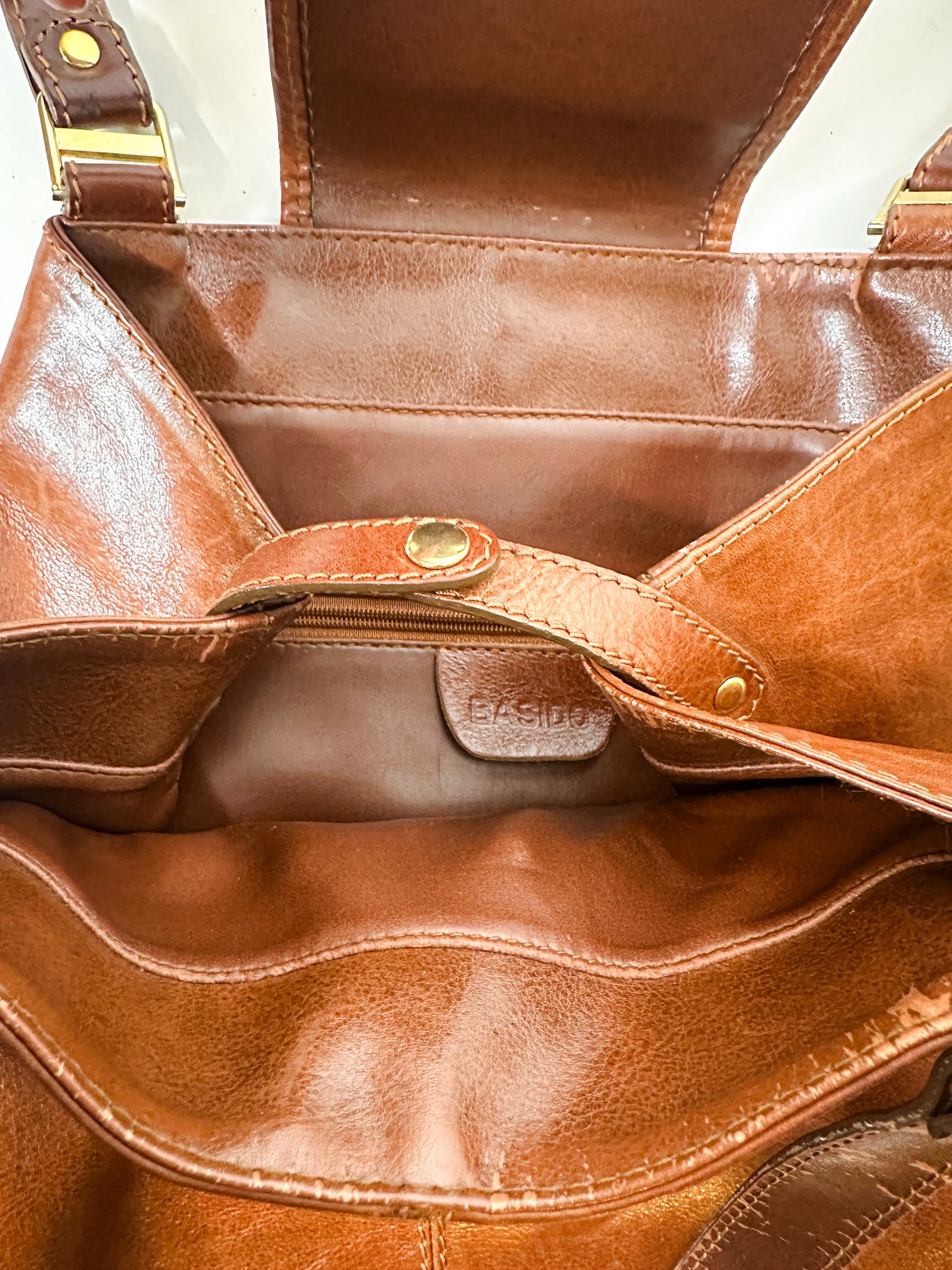 Basido Italian Leather Brown Handbag | Vintage Brown Leather Handbag