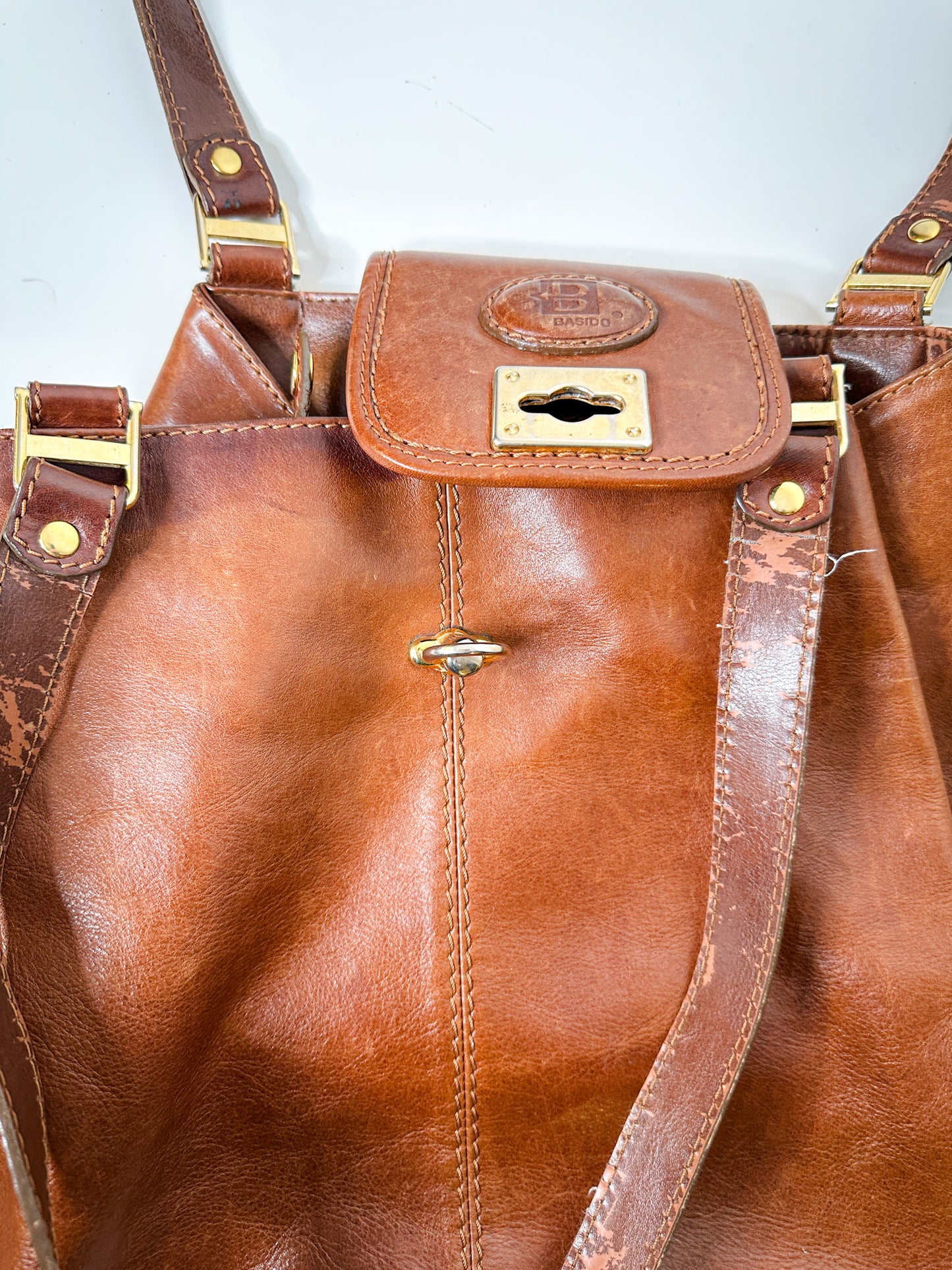 Basido Italian Leather Brown Handbag | Vintage Brown Leather Handbag