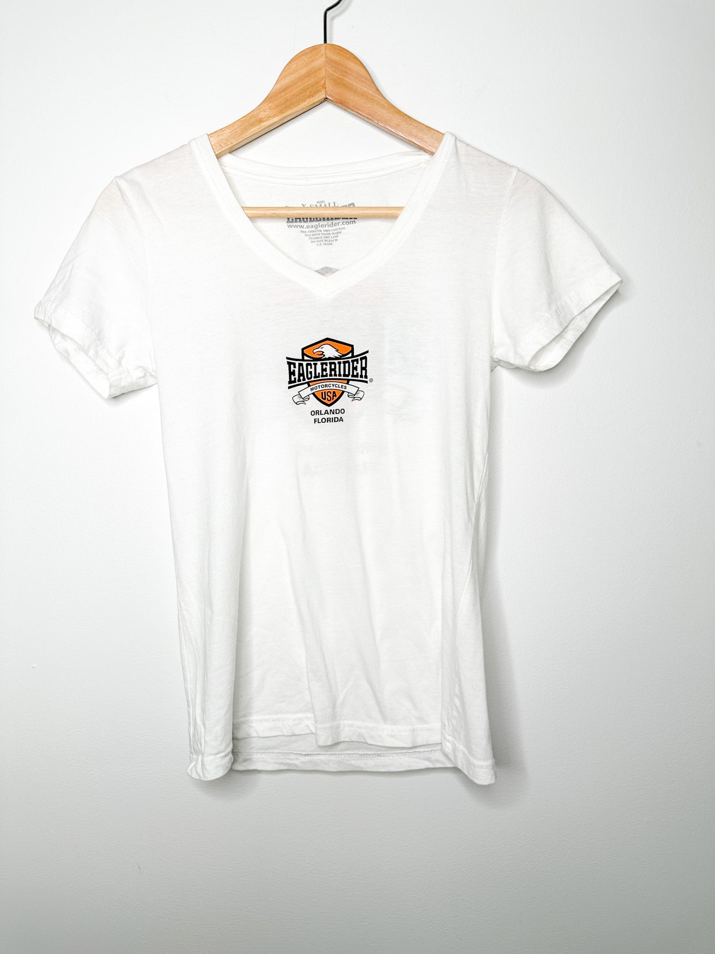 Vintage Deep V Eagle Rider T-Shirt Short Sleeves Orlando Florida | Motorcycle T-shirts | Size: XS