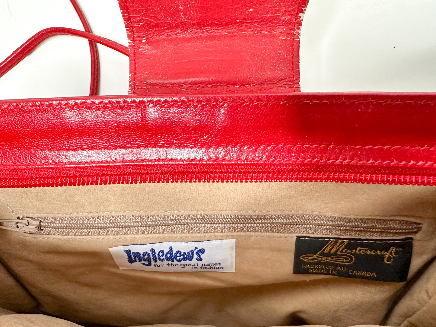 Vintage Red Ingledews/Mastercraft Purse with Gold Hardware| Vintage Red Leather | 1980s Cross body purse