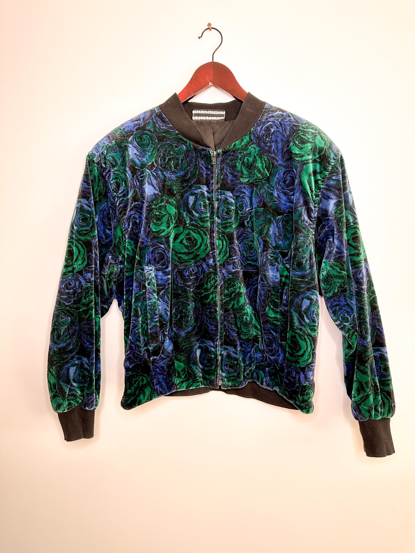 Vintage Collection International Floral Bomber Jacket| Suede Bomber Jacket Size 14 - LARGE