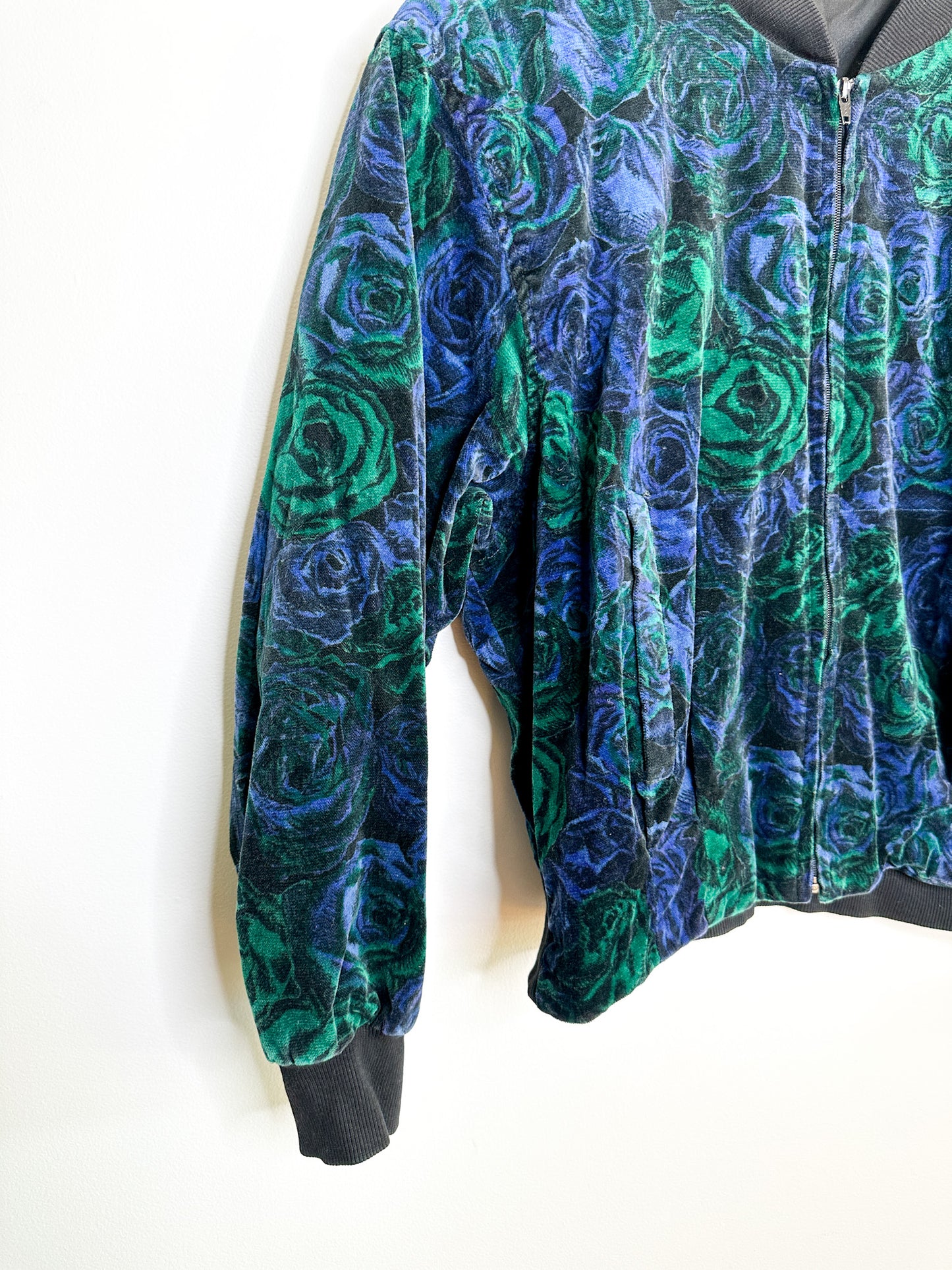 Vintage Collection International Floral Bomber Jacket| Suede Bomber Jacket Size 14 - LARGE