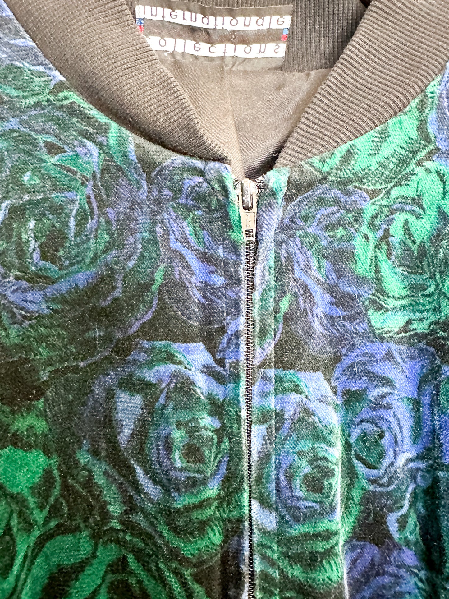 Vintage Collection International Floral Bomber Jacket| Suede Bomber Jacket Size 14 - LARGE