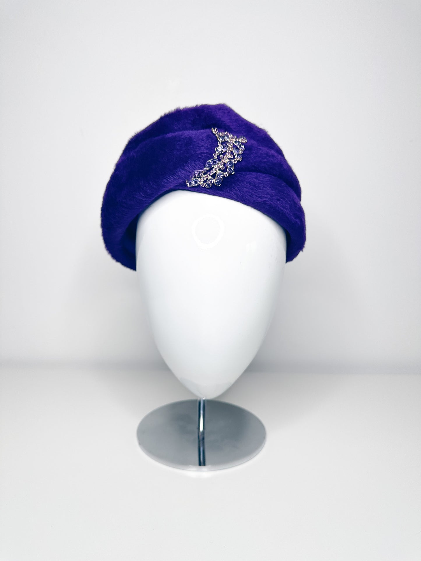 Vintage Purple Orbella Super Beaver Hat with Beaded Embellishment| Vintage Royal Purple Felt Hat | Vintage Beaded hat