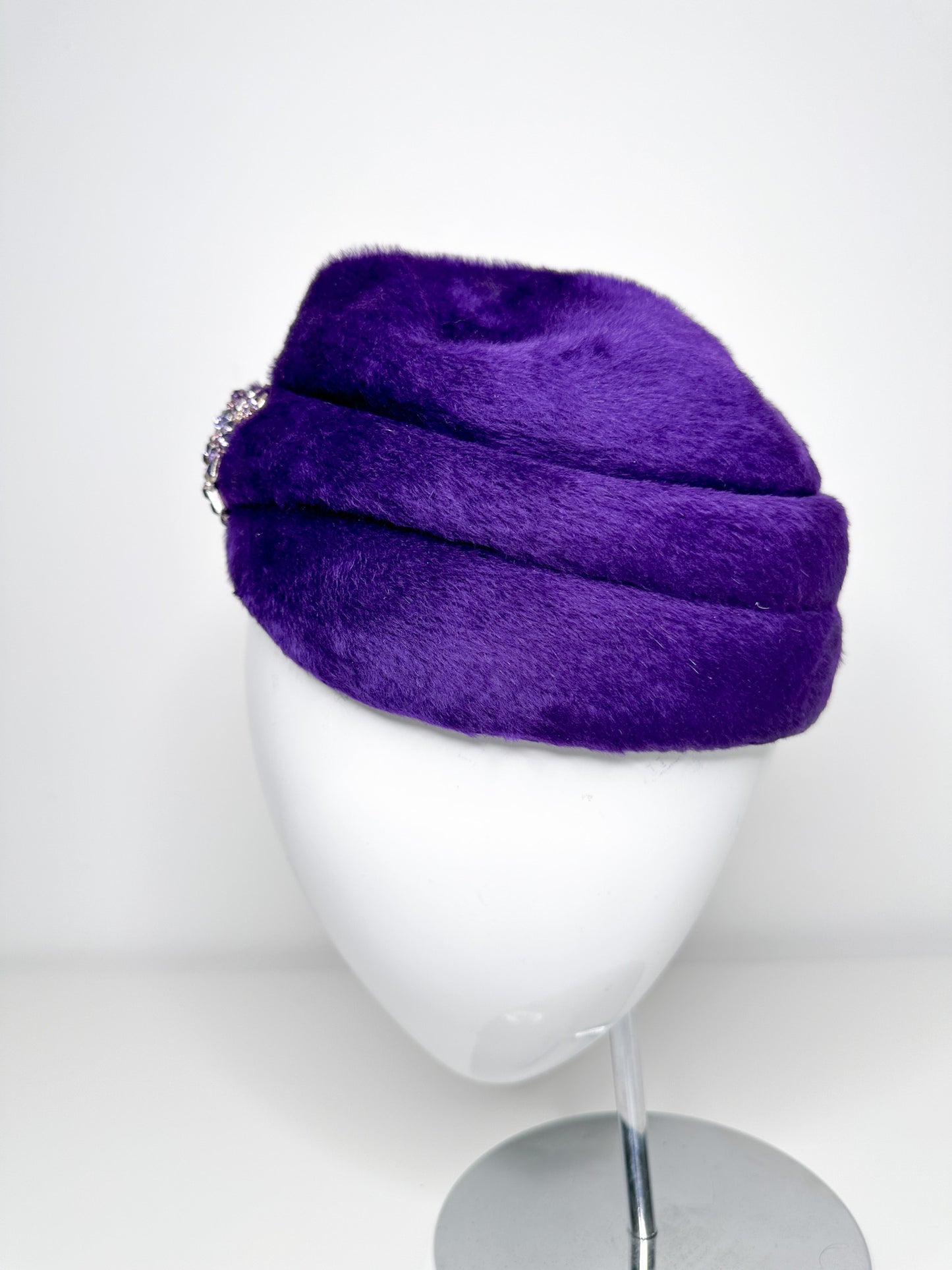 Vintage Purple Orbella Super Beaver Hat with Beaded Embellishment| Vintage Royal Purple Felt Hat | Vintage Beaded hat