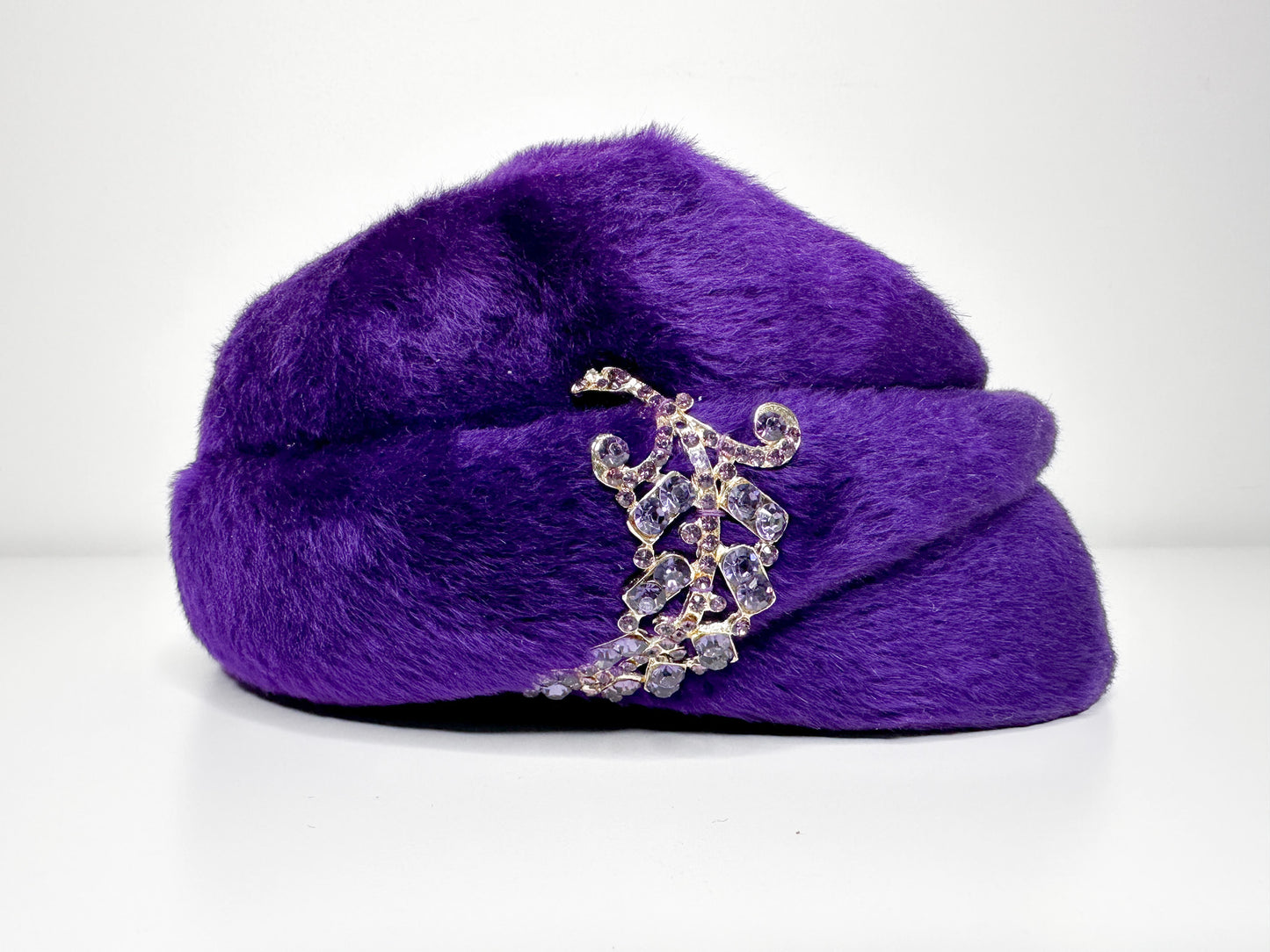 Vintage Purple Orbella Super Beaver Hat with Beaded Embellishment| Vintage Royal Purple Felt Hat | Vintage Beaded hat