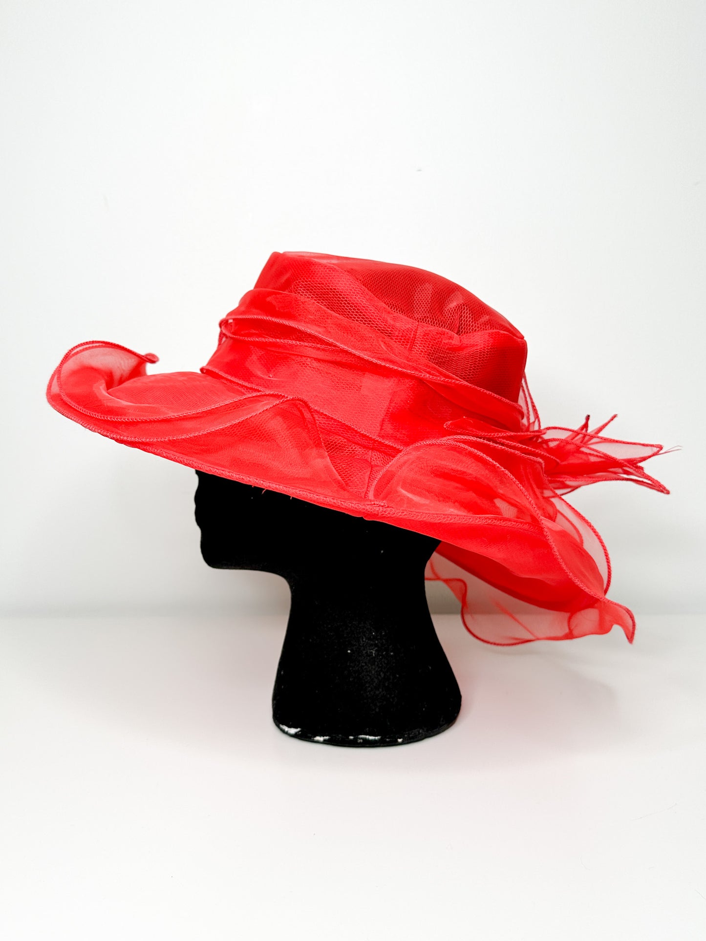 Vintage Red Summer Hat with Feather Detailing | Vintage church hat | Vintage Easter hat| Summer hat| Vintage Hat