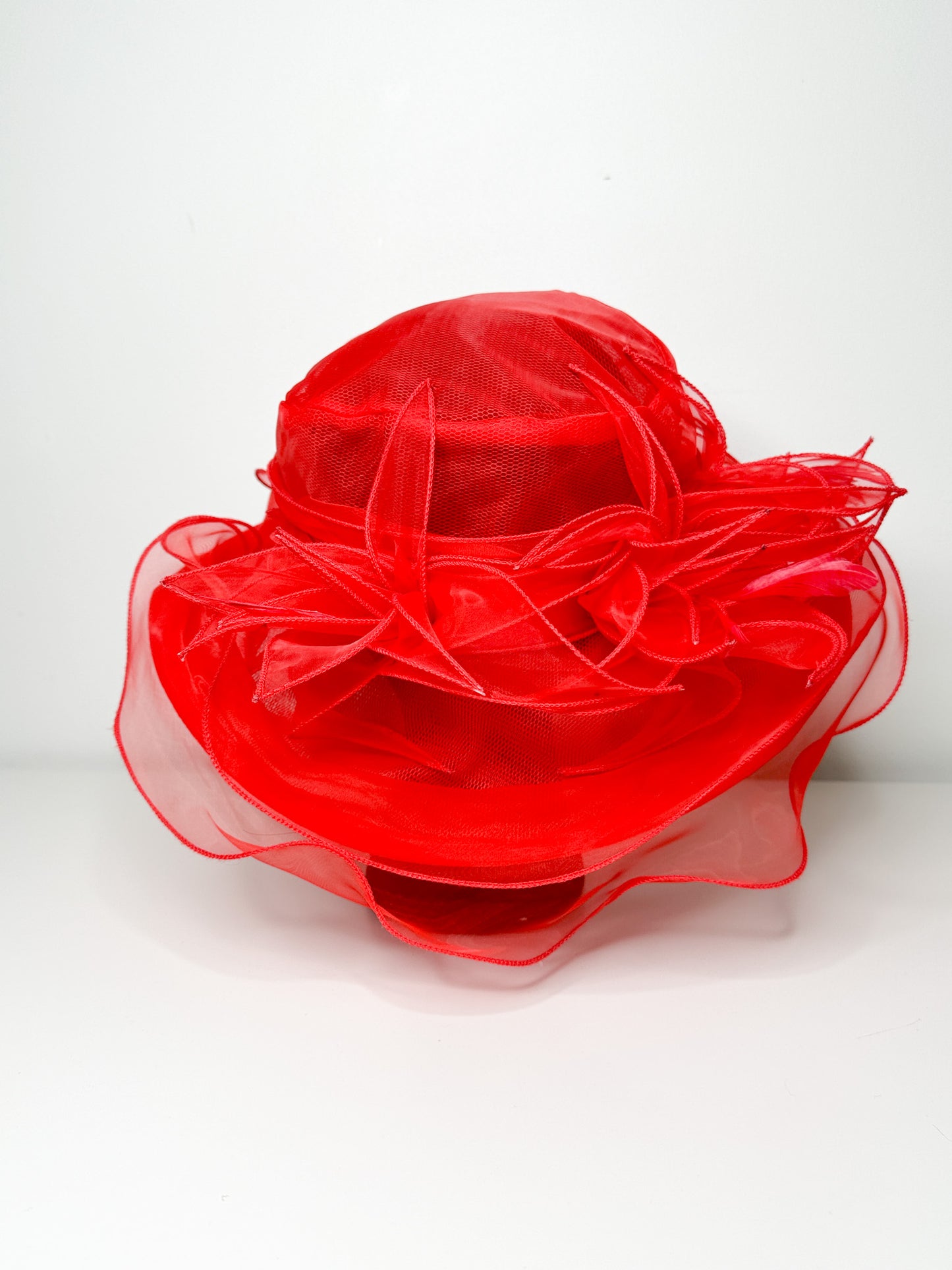 Vintage Red Summer Hat with Feather Detailing | Vintage church hat | Vintage Easter hat| Summer hat| Vintage Hat