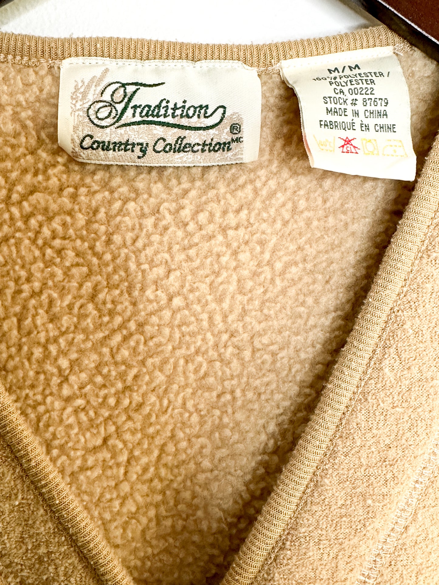Traditional Country Collection Button Front Fleece Vest | Beige Fleece Vest Size: M