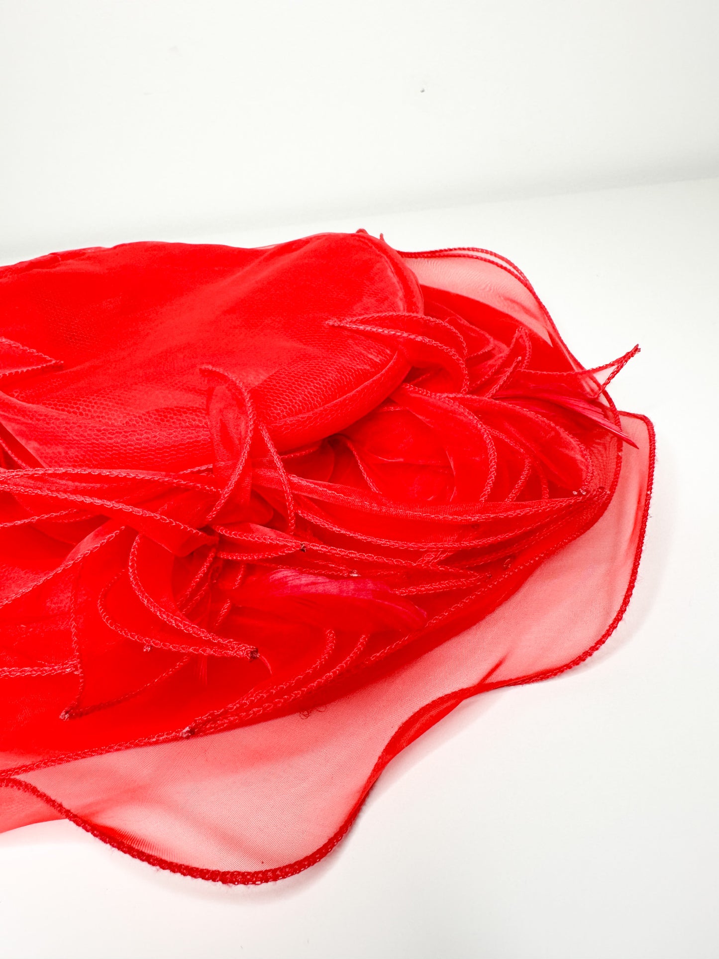 Vintage Red Summer Hat with Feather Detailing | Vintage church hat | Vintage Easter hat| Summer hat| Vintage Hat