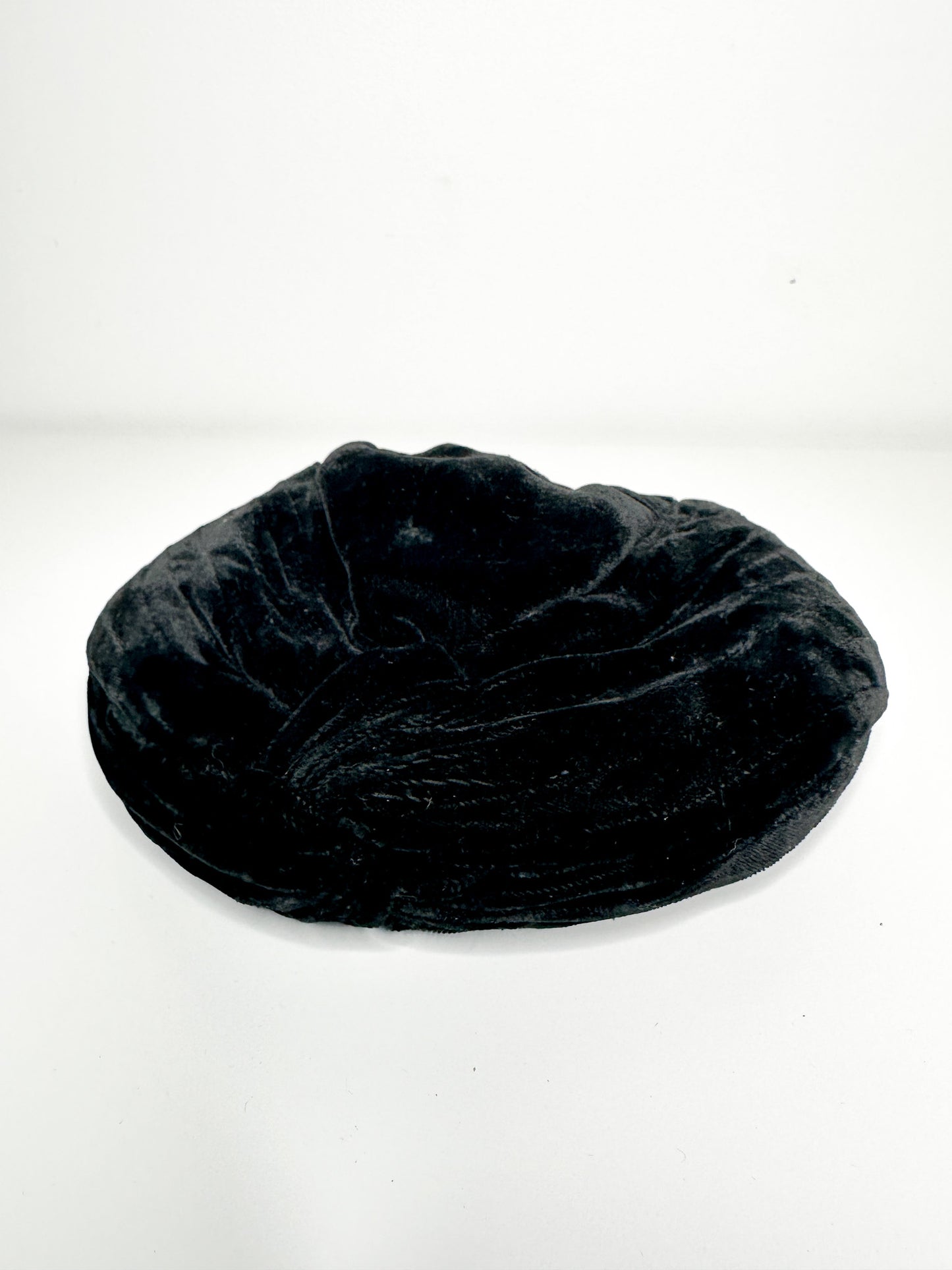 Vintage Black Velvet Hat with Top Knot| Vintage Black Velvet Hat |
