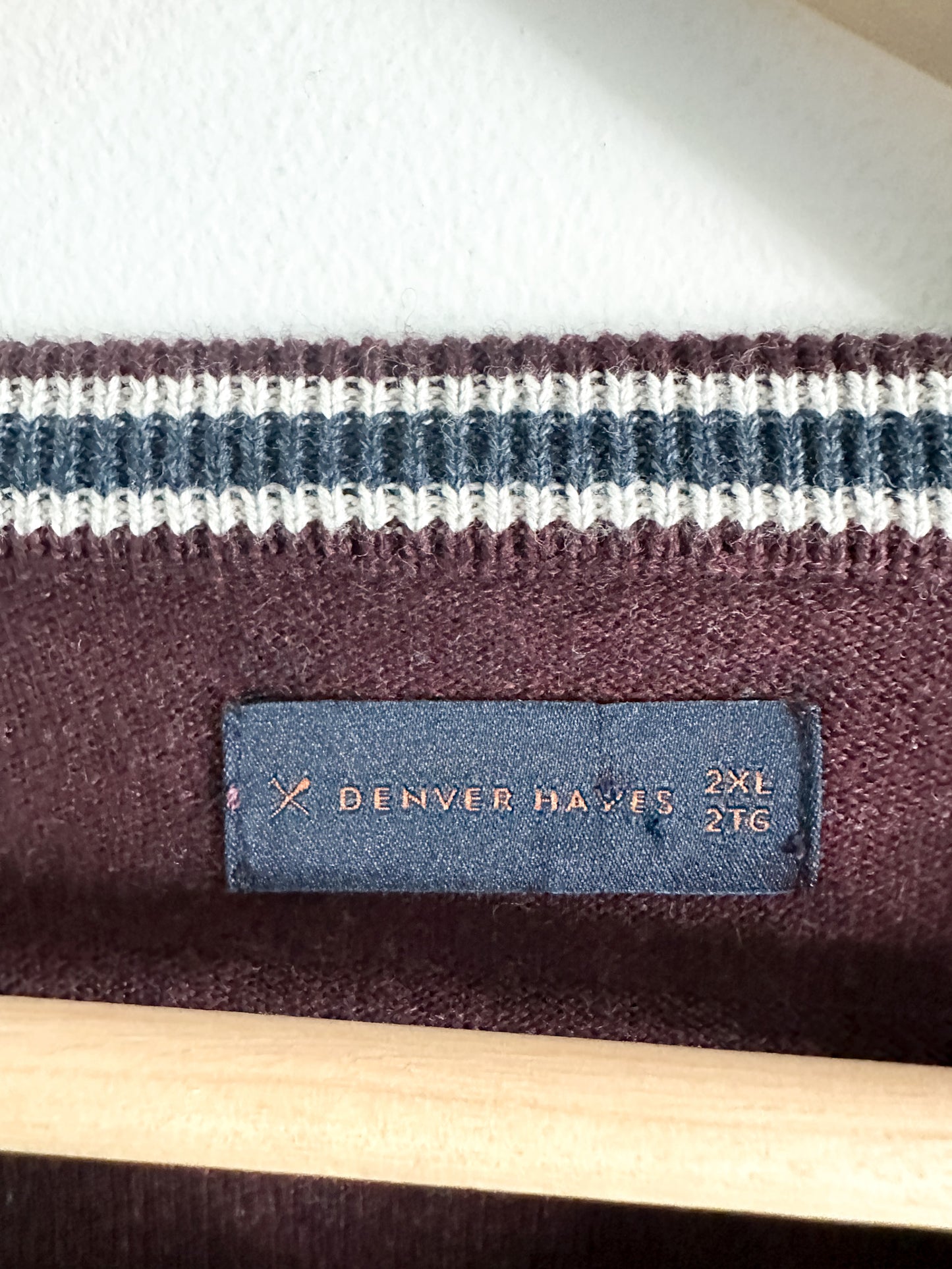 Denver Hayes Crew Neck Knitted Sweater | Mens Knitted Burgundy Sweater Size: 2X