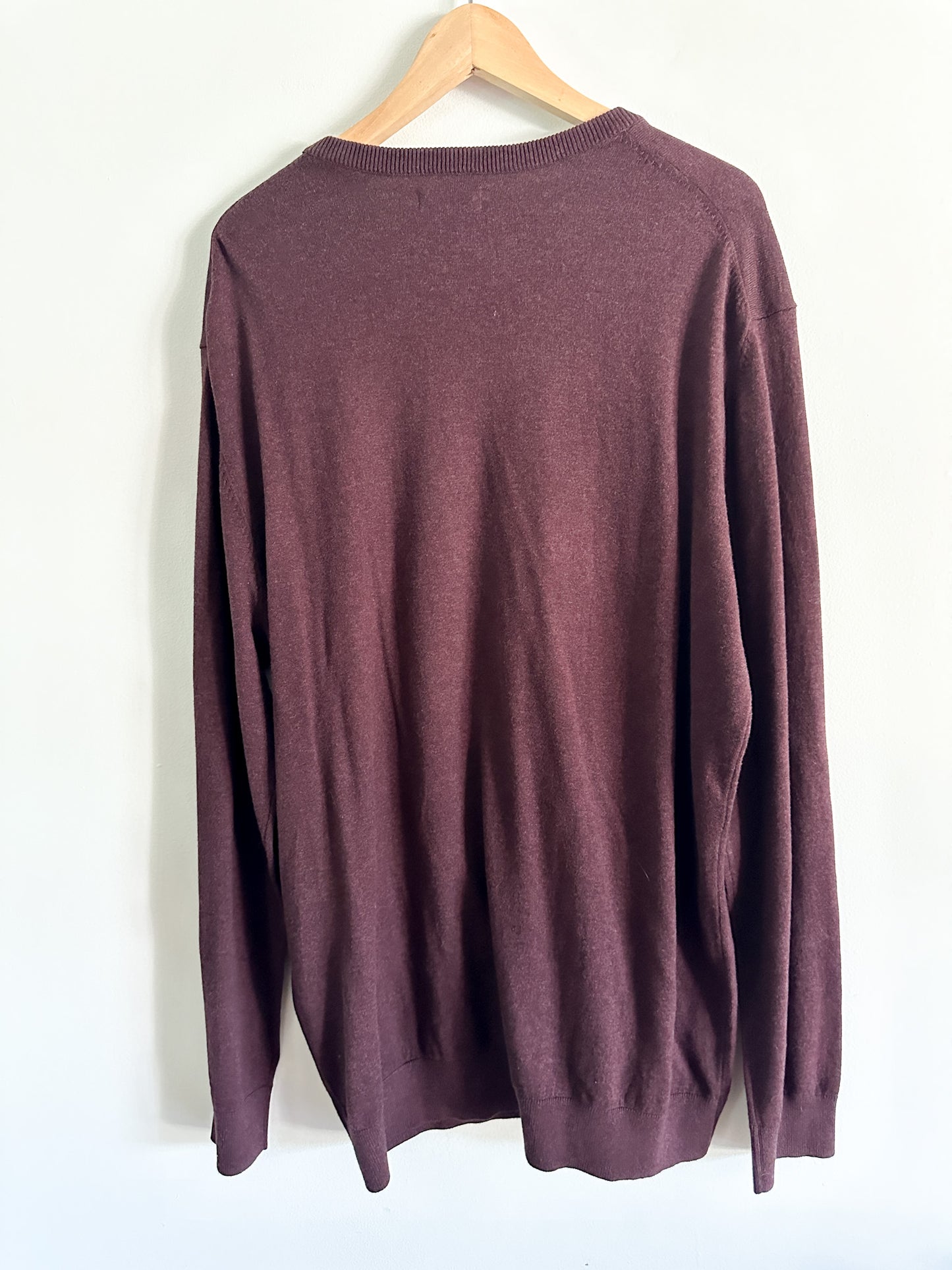 Denver Hayes Crew Neck Knitted Sweater | Mens Knitted Burgundy Sweater Size: 2X