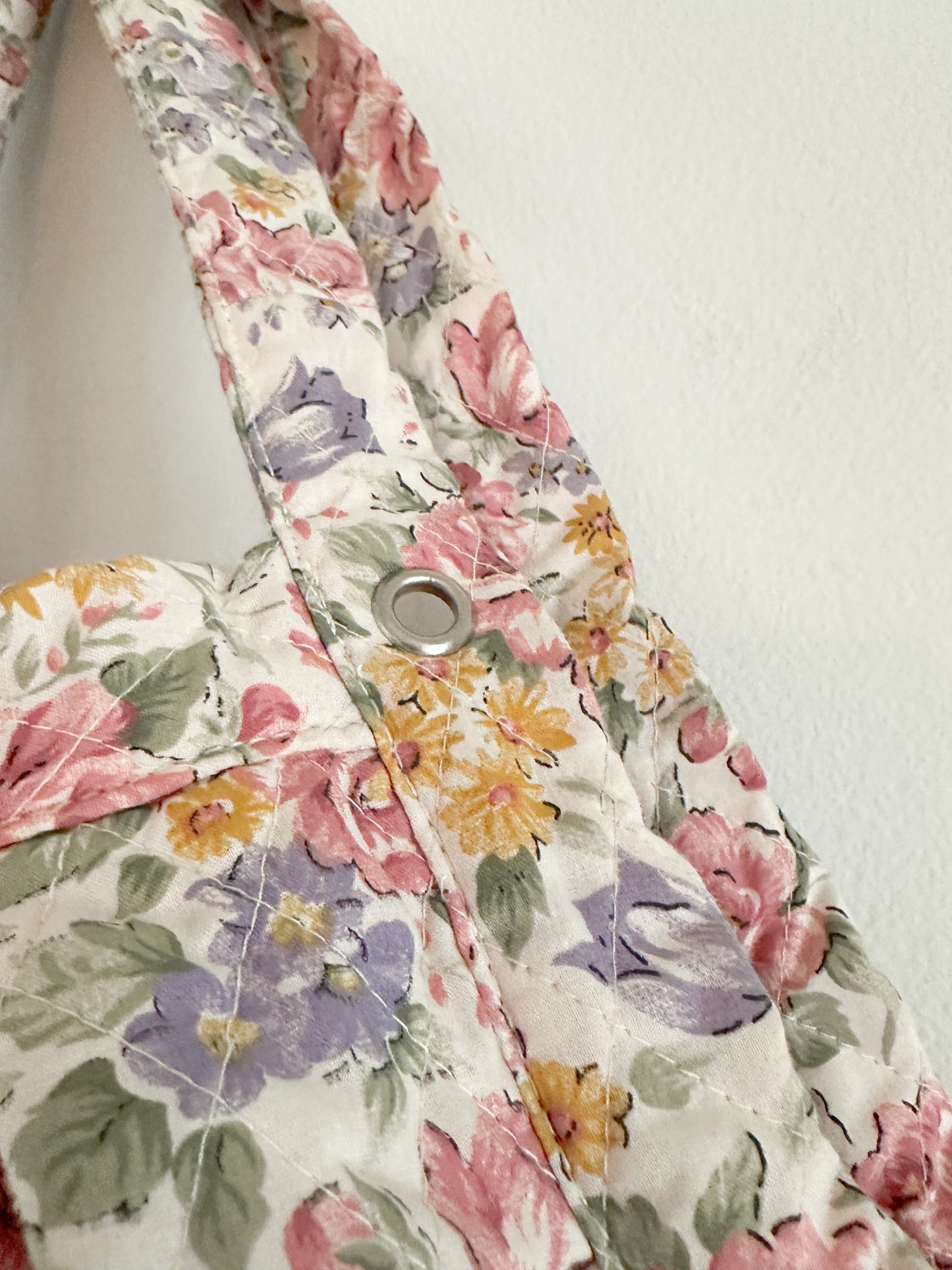 90s Floral Print Fabric Bag | Fully Lined with Pink Fabric