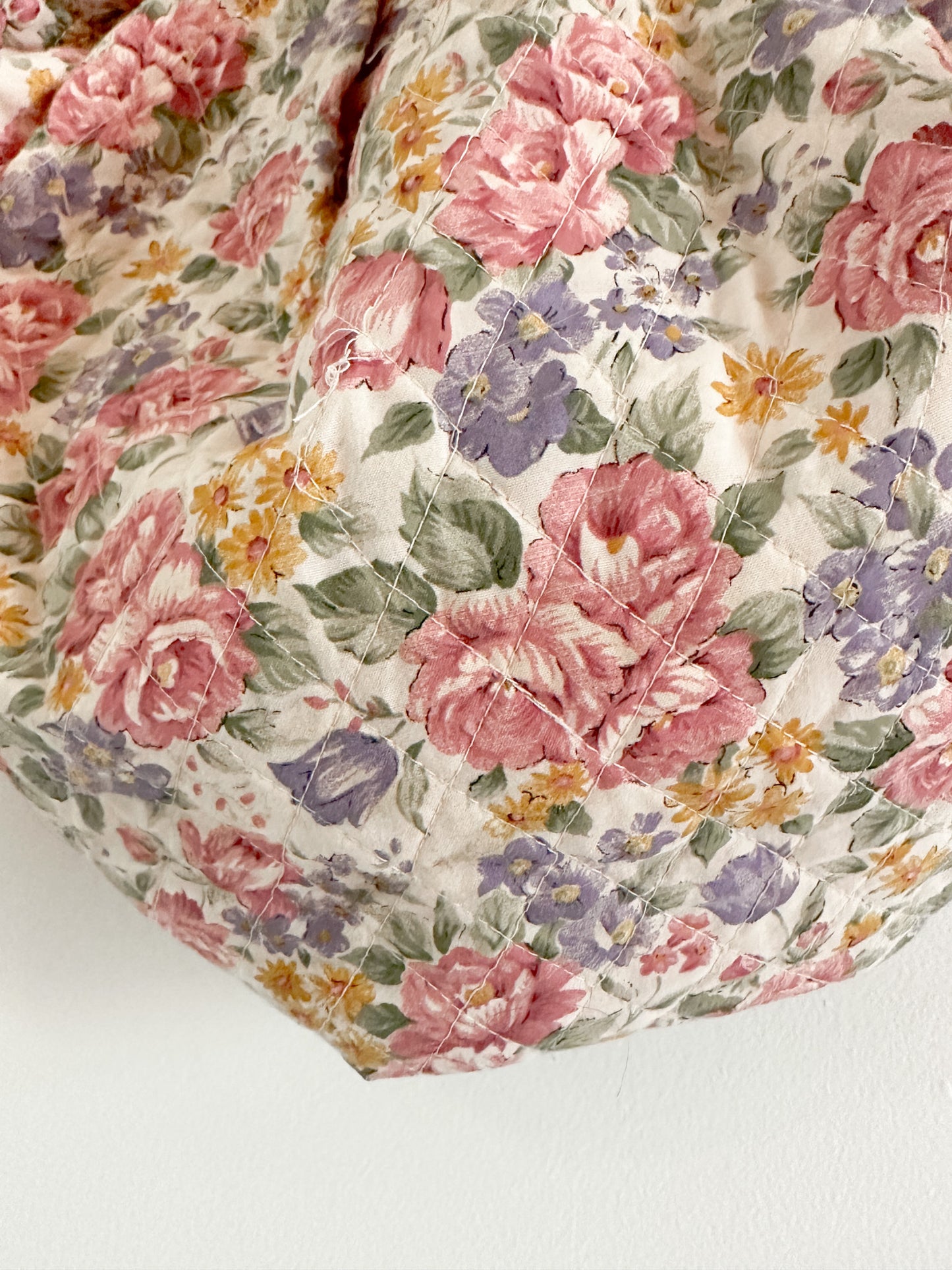 90s Floral Print Fabric Bag | Fully Lined with Pink Fabric