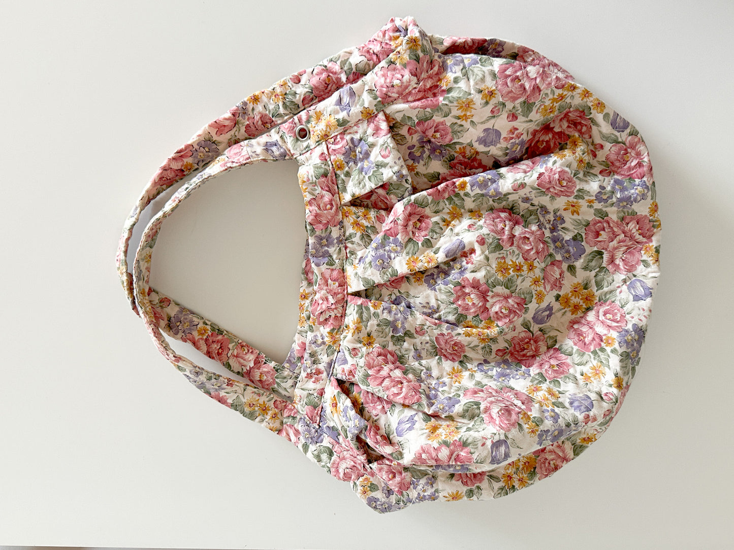 90s Floral Print Fabric Bag | Fully Lined with Pink Fabric