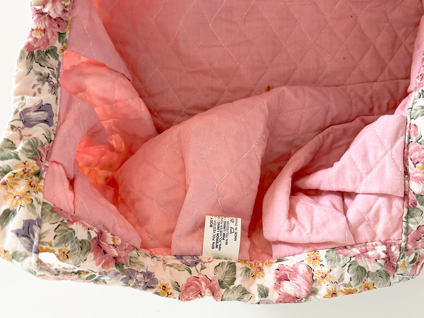 90s Floral Print Fabric Bag | Fully Lined with Pink Fabric