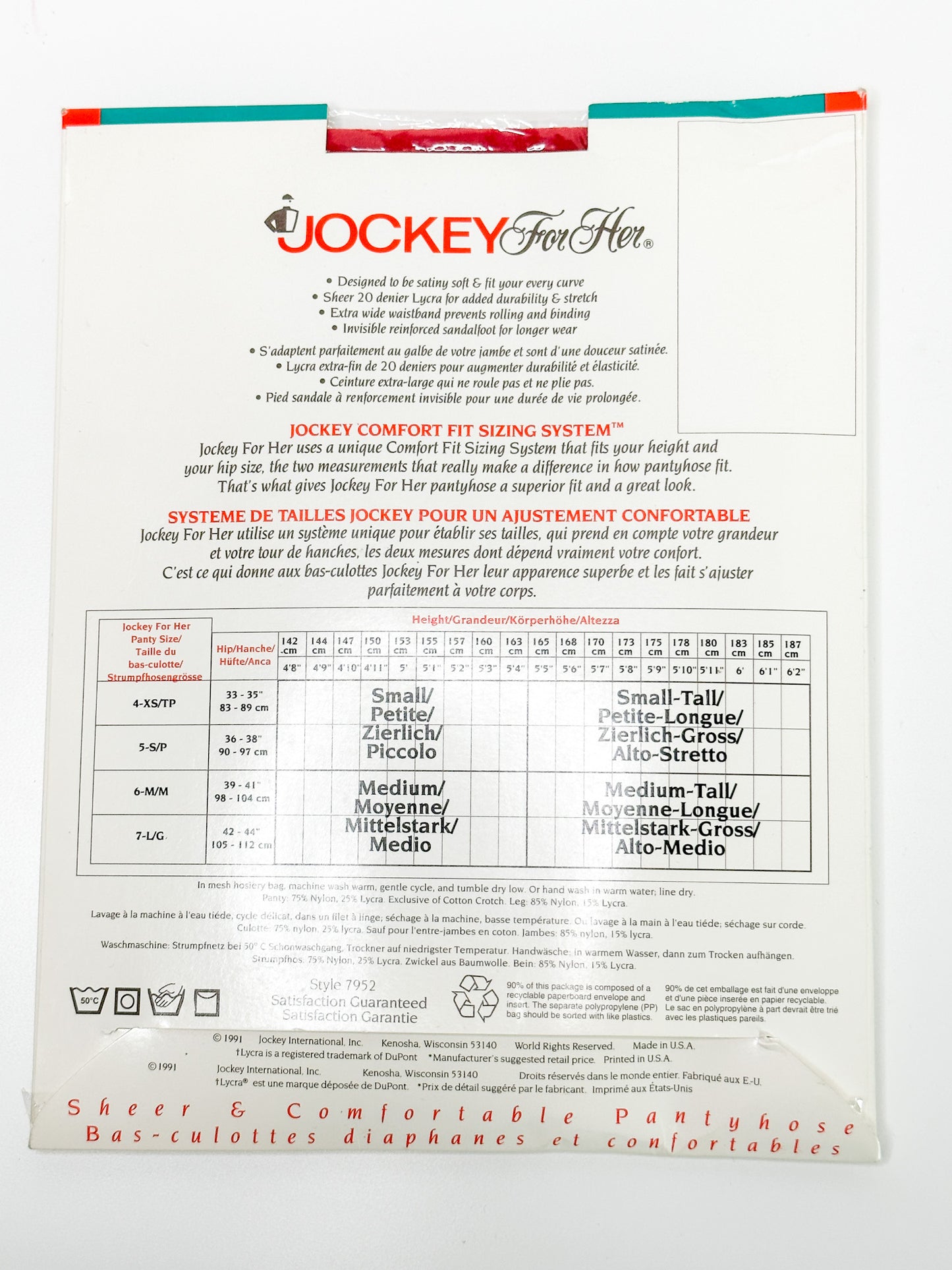 Vintage Jockey For Her Sheer and Comfortable Pantyhose - Radiant Red | Vintage Hosiery NEW in Package