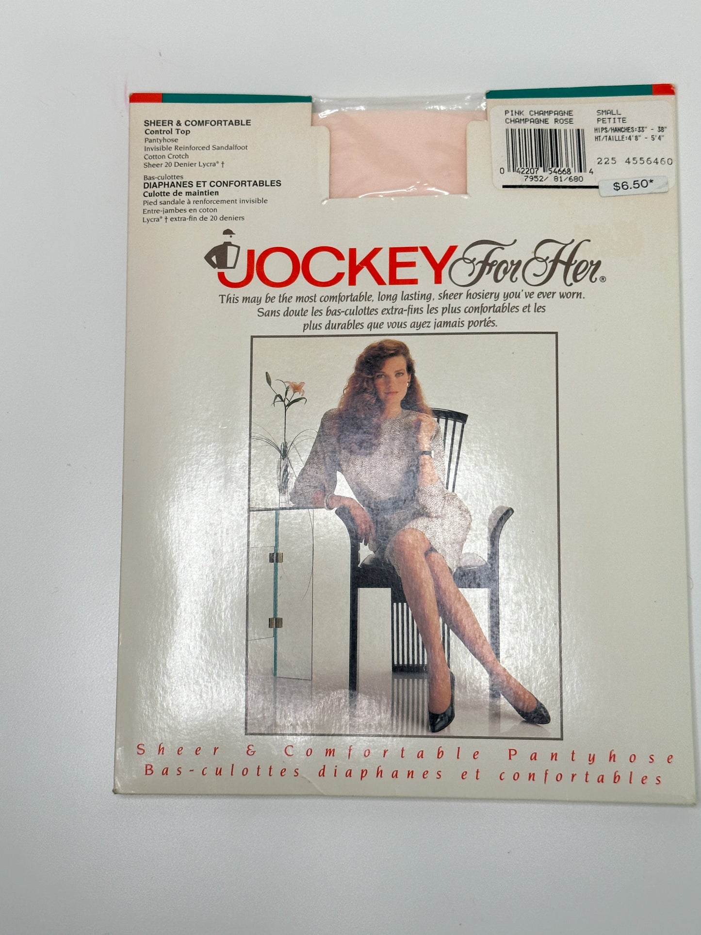 Vintage SILKS Control Top SilkyVintage Jockey For Her Sheer and Comfortable Pantyhose - Pink Champagne | Vintage hosiery NEW in Package