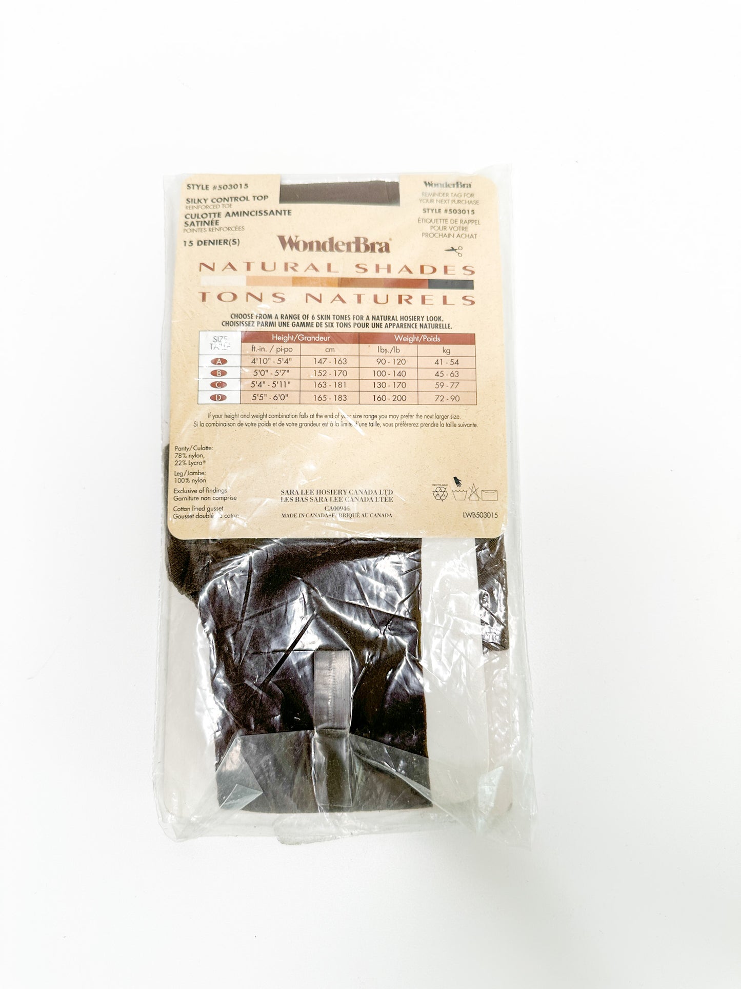 Vintage WonderBra Nylons Natural Shades | Control Top Pantyhose| Vintage Hoisery| Size M -B MOCHA| NEW in Package