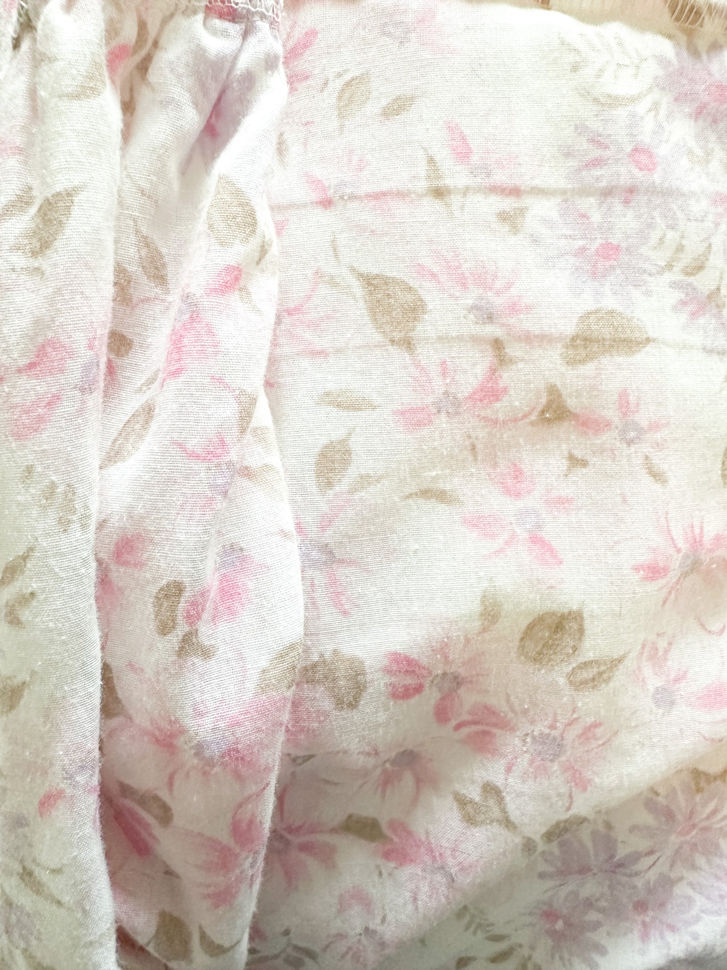 Vintage Pink Floral Duster/Nightgown with Sheer Overlay and Ruffled Edges