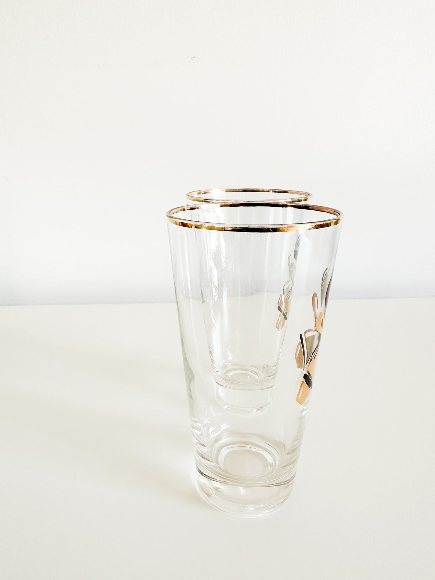 Set of 3 Vintage Bowling Ball Drinking Glasses | Bowling Ball cocktail Glass