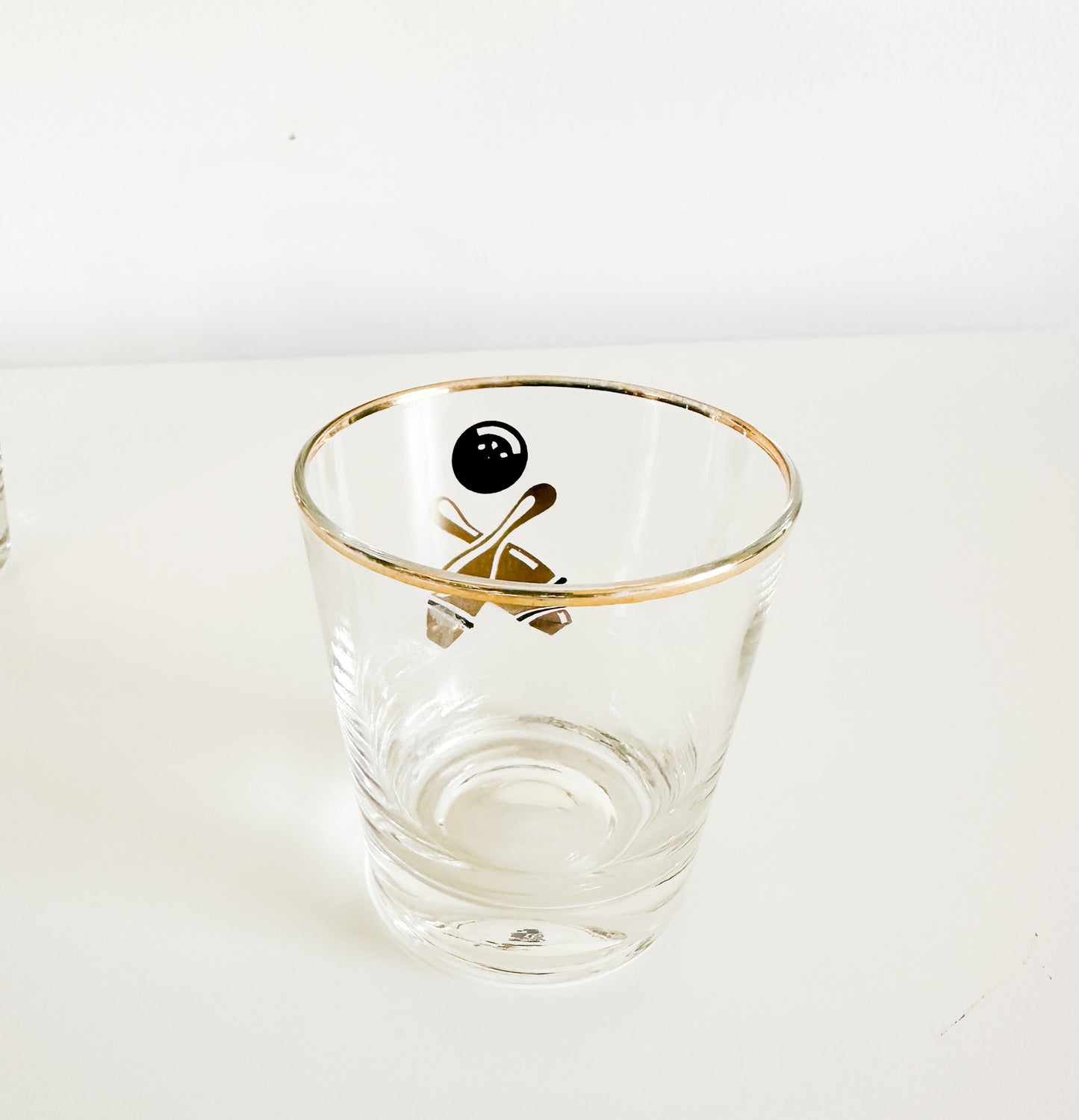 Set of 3 Vintage Bowling Ball Drinking Glasses | Bowling Ball cocktail Glass