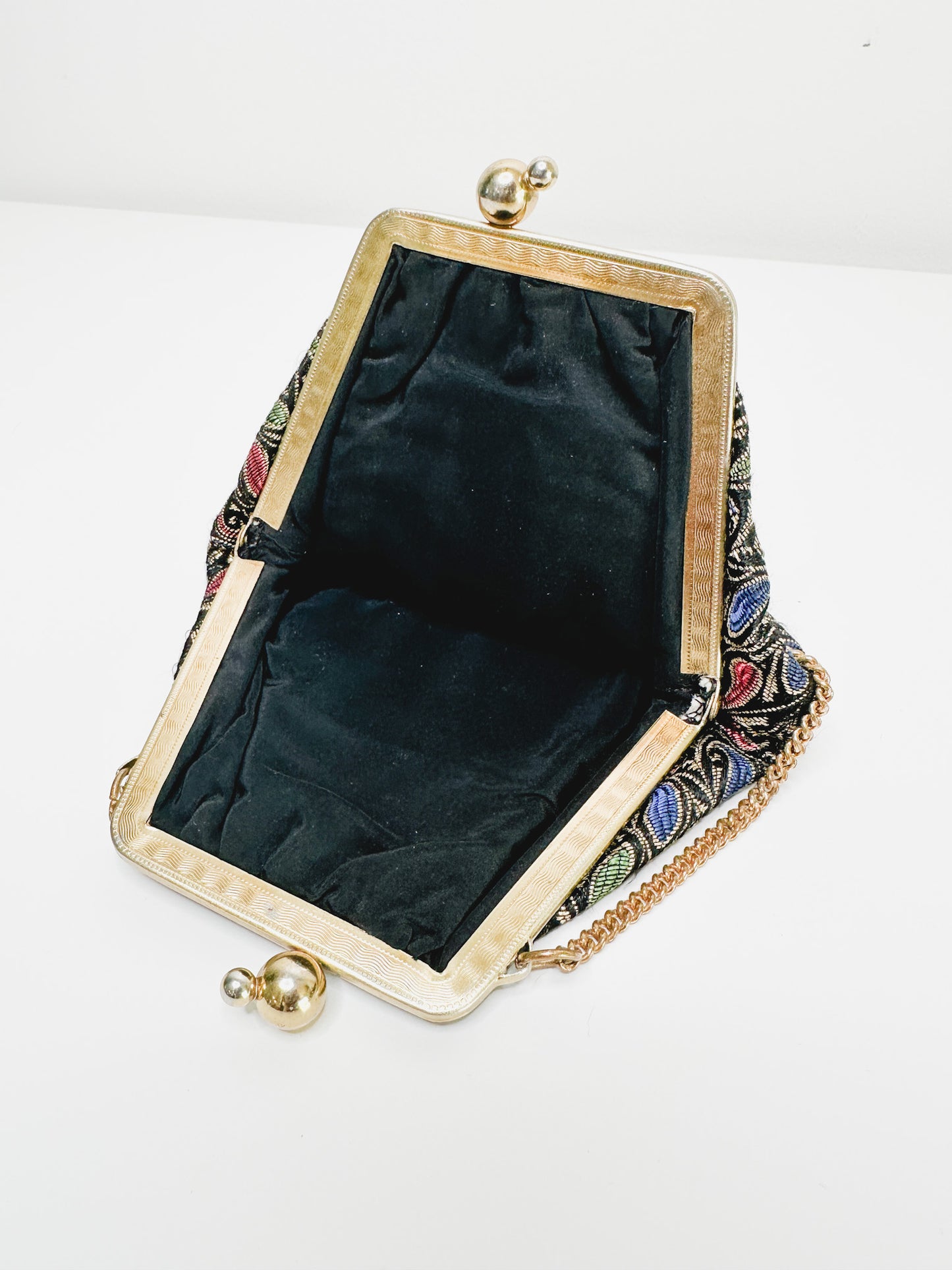 Vintage Paisley Print cocktail/Evening Purse with Gold Hardware