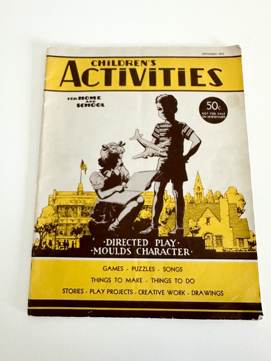 Vintage 1947 Children's Activities for Home and School Magazine | September 1947 Activity Magazine for Kids