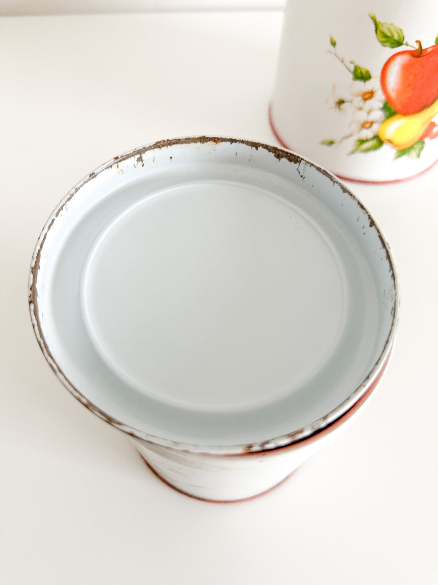 Vintage Decoware Red & White Canisters | Retro Decoware Fruit Canister