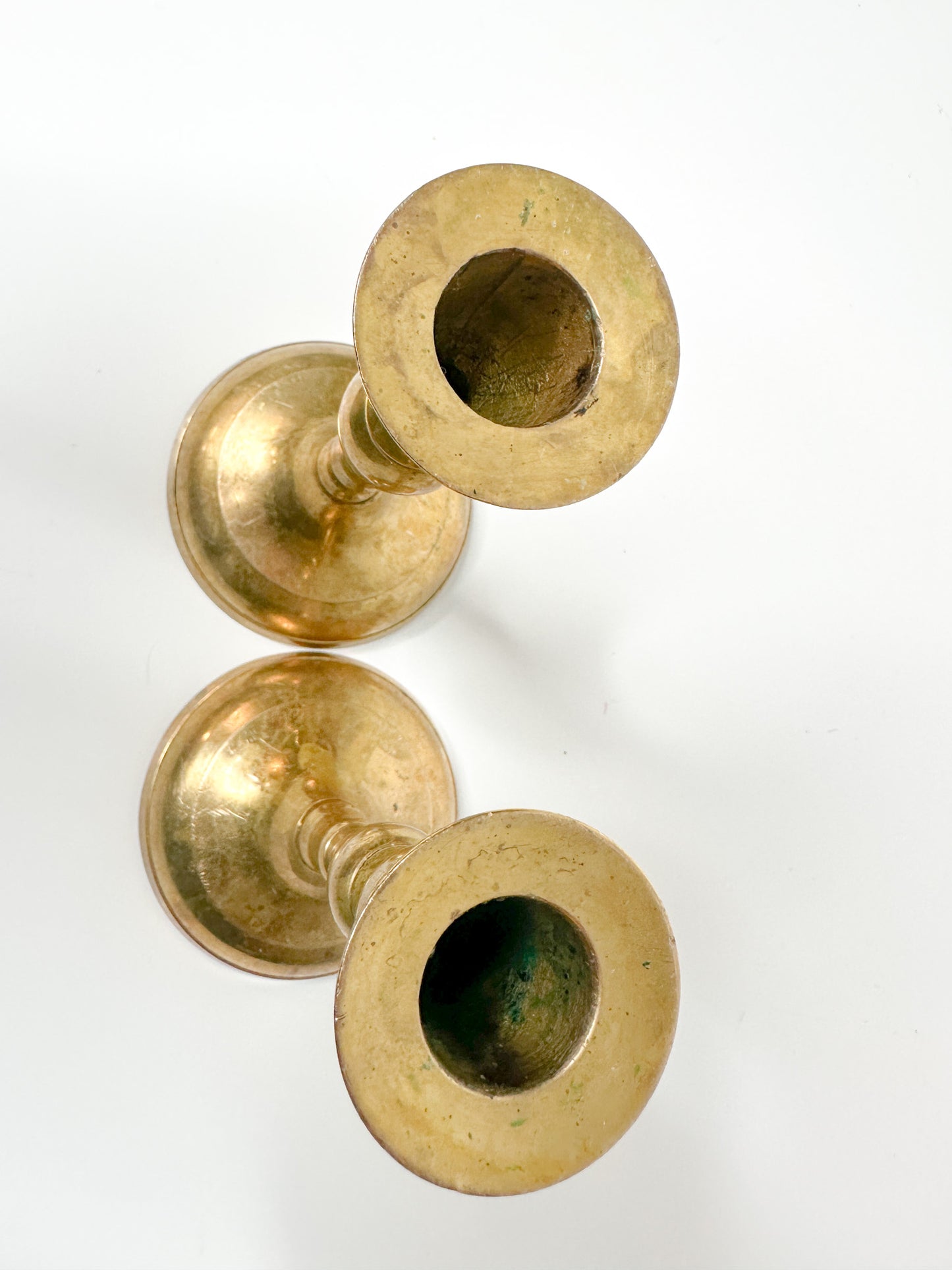 Set of Two Vintage Brass Tapered Candlestick Holders | Brass Candlestick Holders |