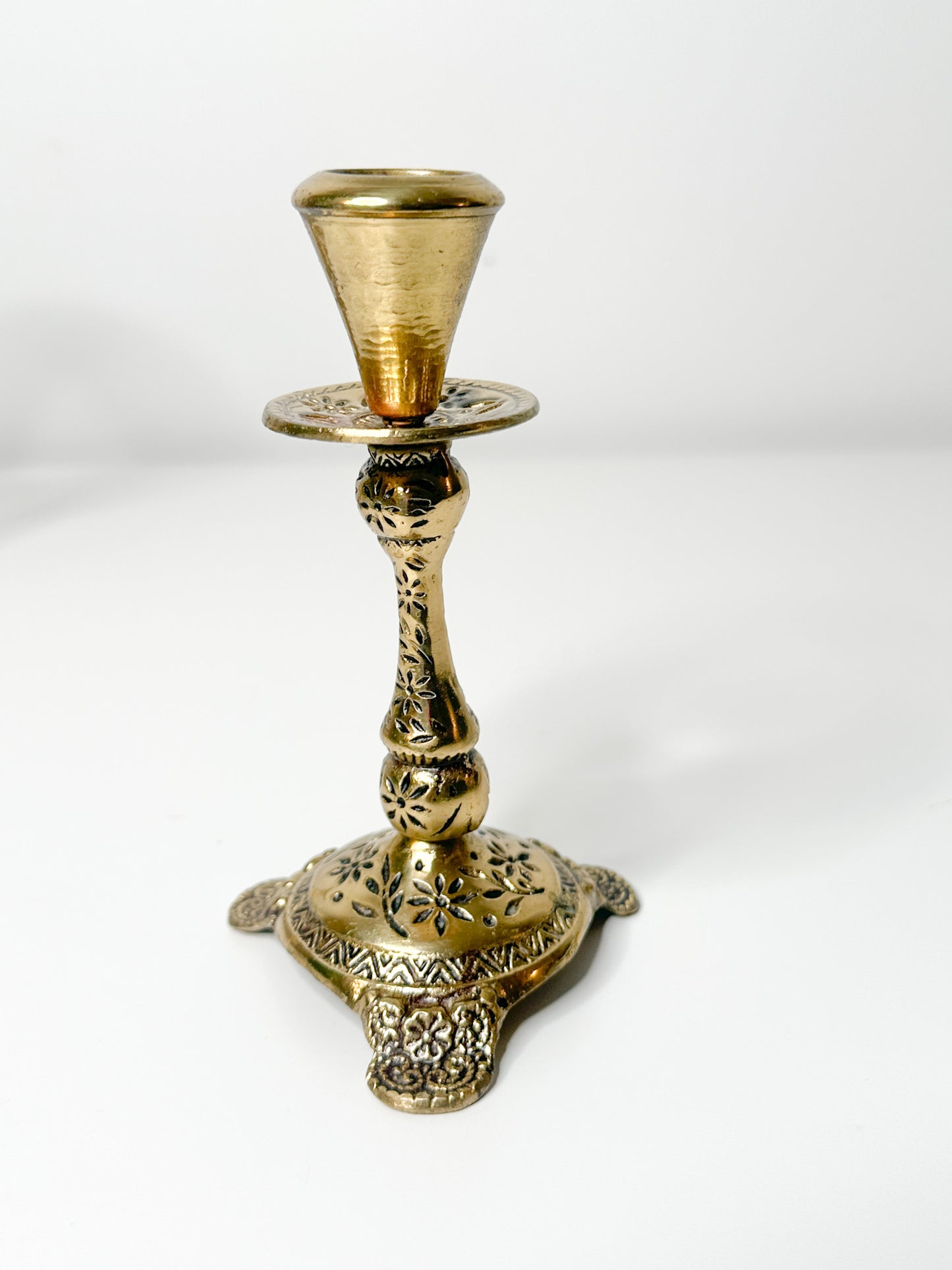 Ornate Brass Tapered Candlestick Holders | Vintage Brass Candlestick Holders | Vintage Brass Candle Holder