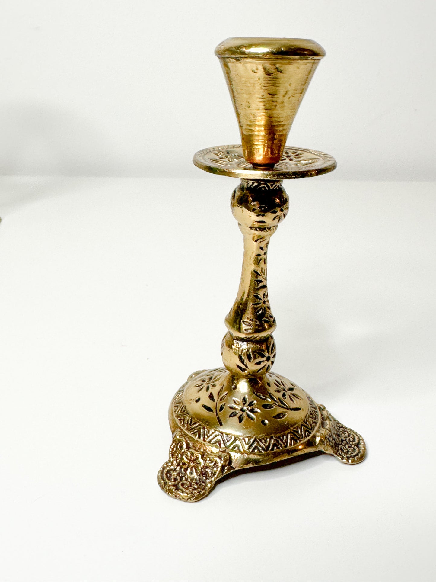 Ornate Brass Tapered Candlestick Holders | Vintage Brass Candlestick Holders | Vintage Brass Candle Holder