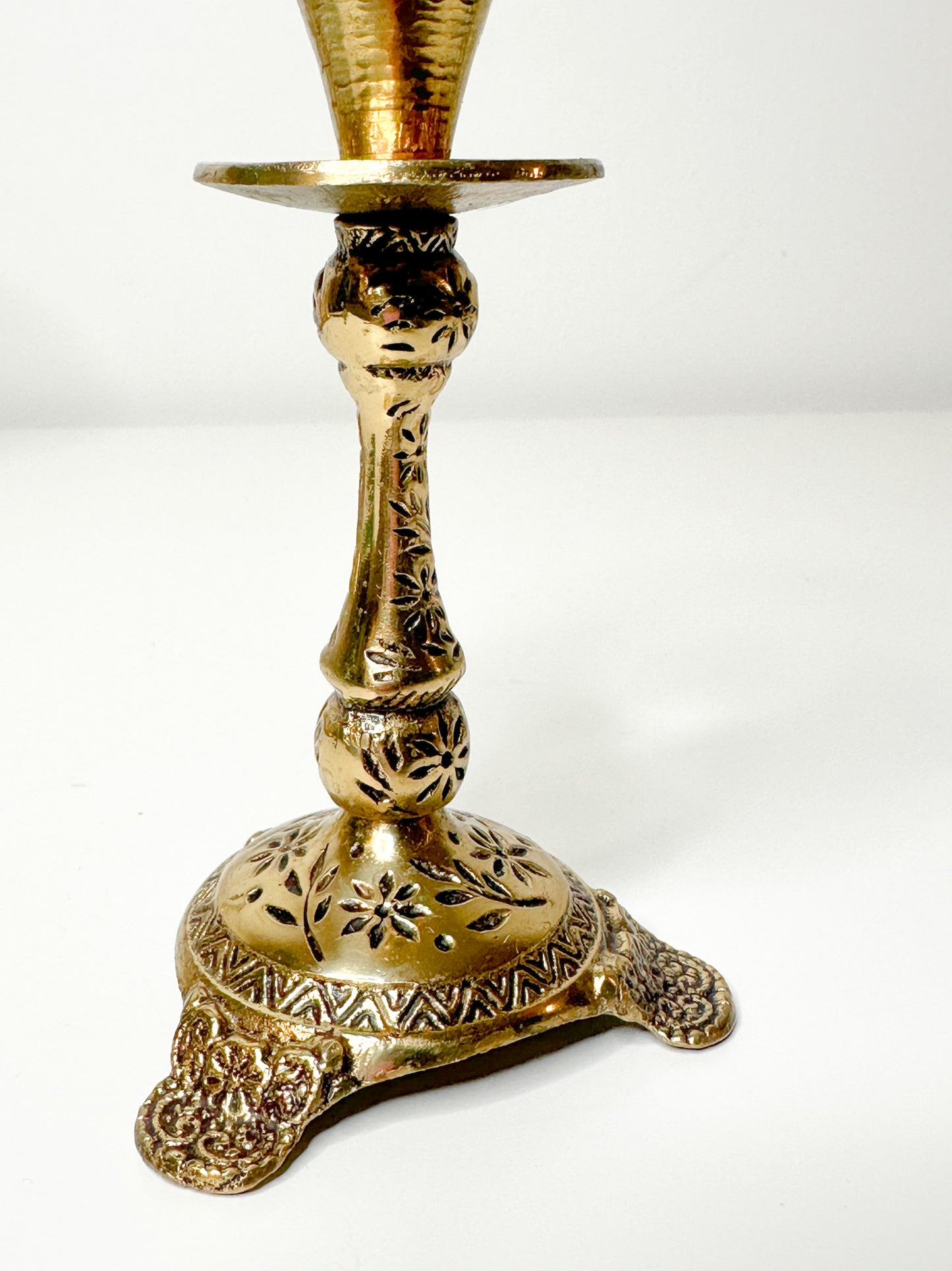 Ornate Brass Tapered Candlestick Holders | Vintage Brass Candlestick Holders | Vintage Brass Candle Holder