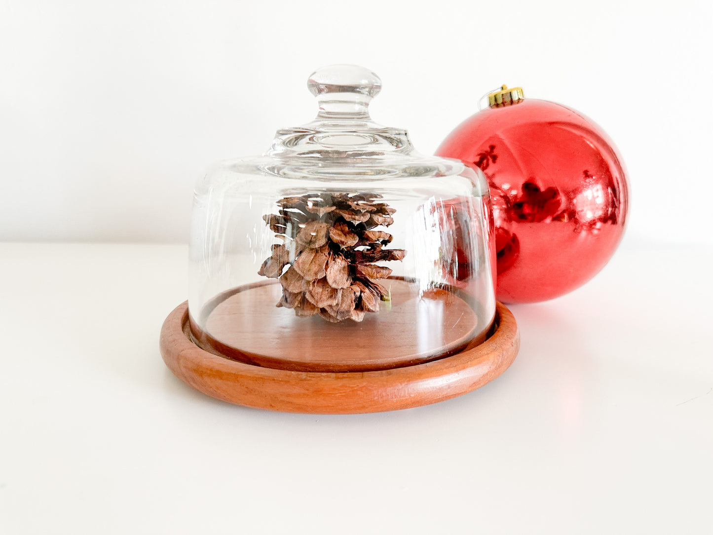 Cheese Dome with Glass Top and Wooden Base | Vintage Cheese Dome Kitchen Decor