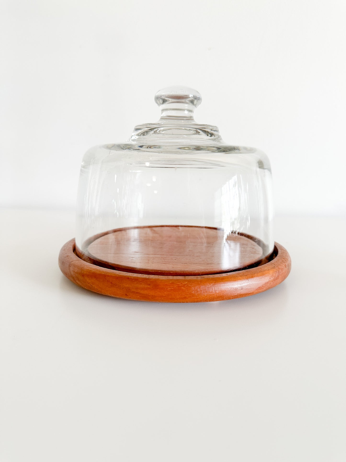 Cheese Dome with Glass Top and Wooden Base | Vintage Cheese Dome Kitchen Decor