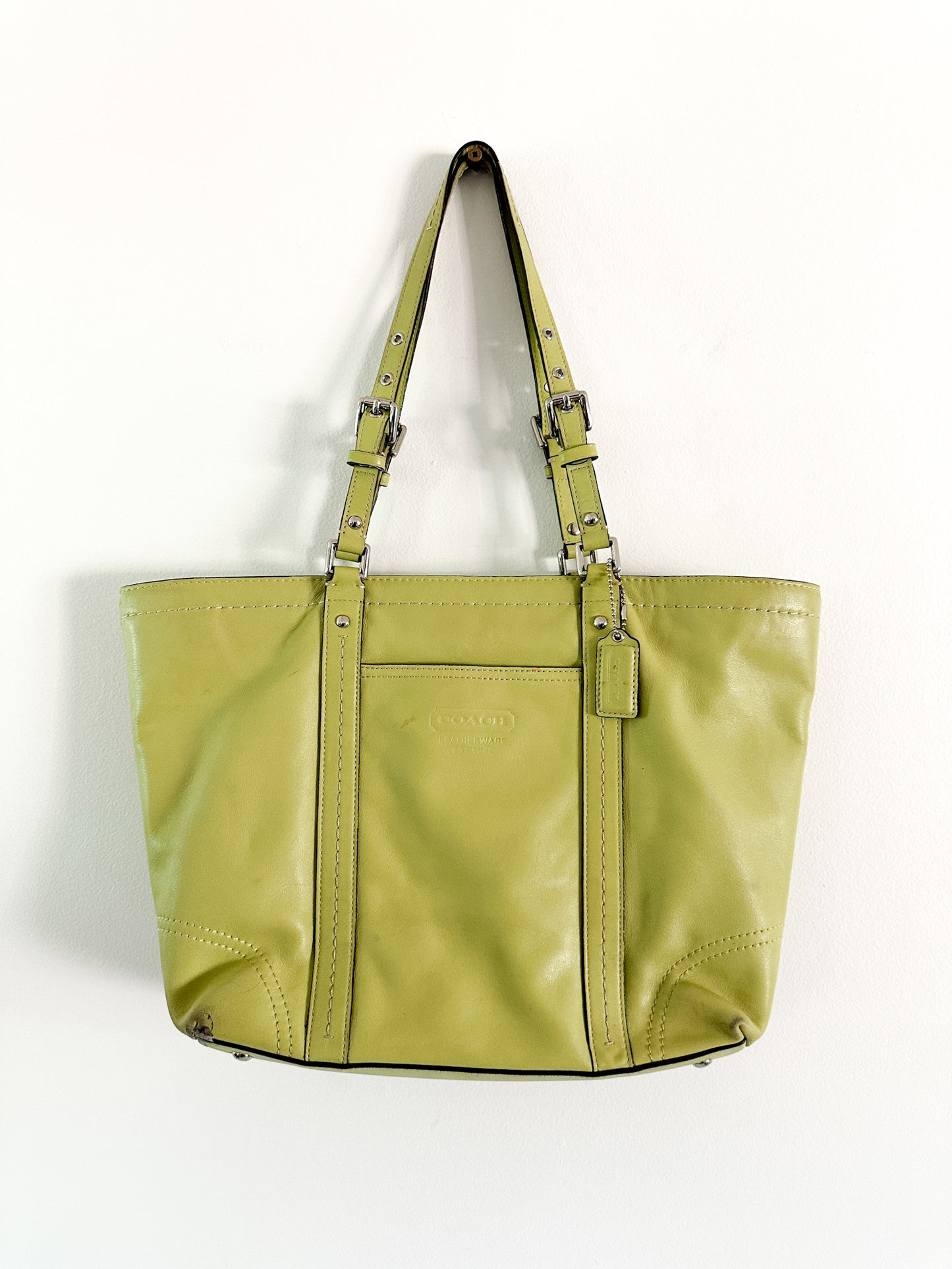 COACH Gallery Tote Lime Green Bag with Adjustable Handles
