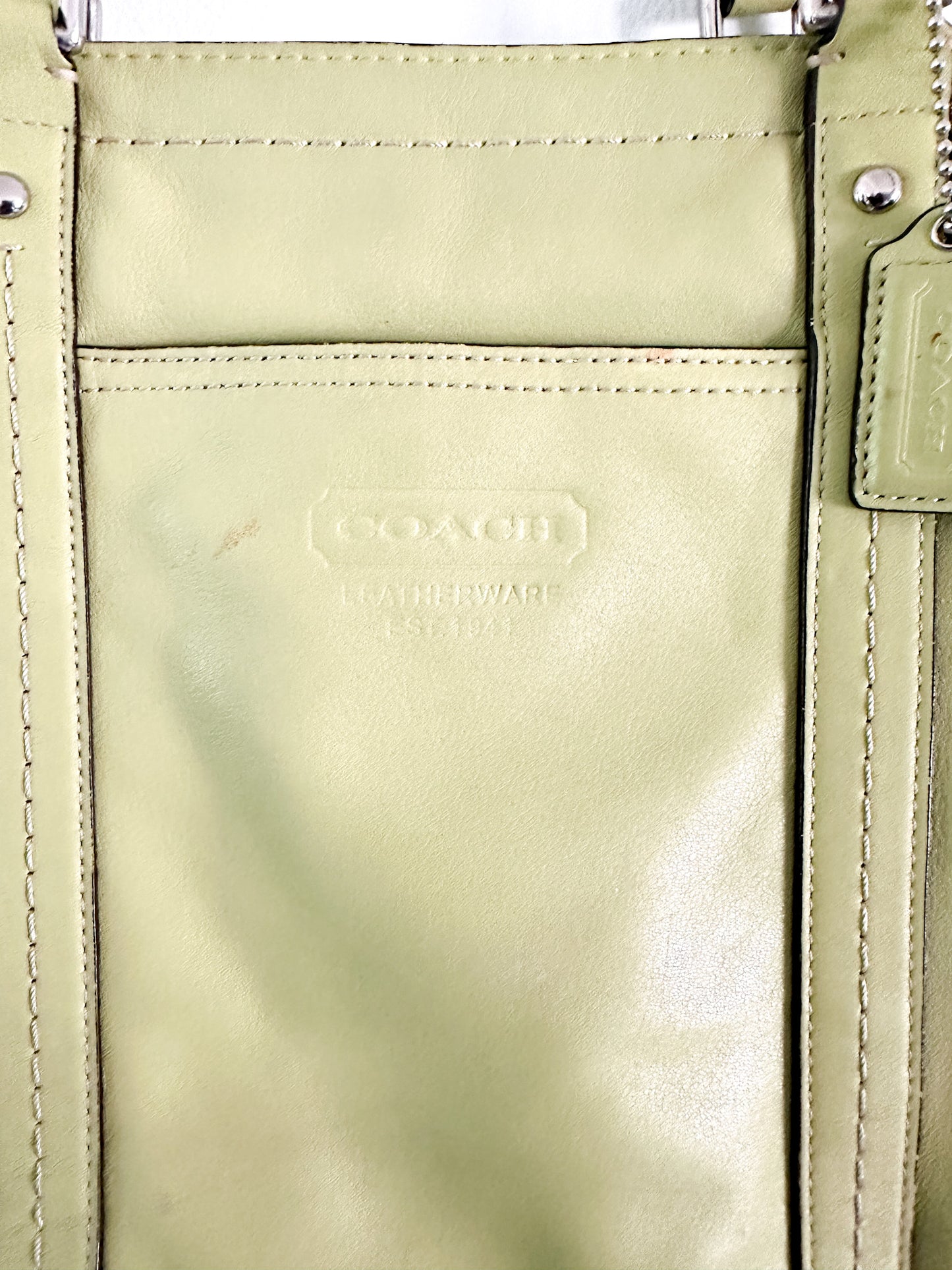 COACH Gallery Tote Lime Green Bag with Adjustable Handles