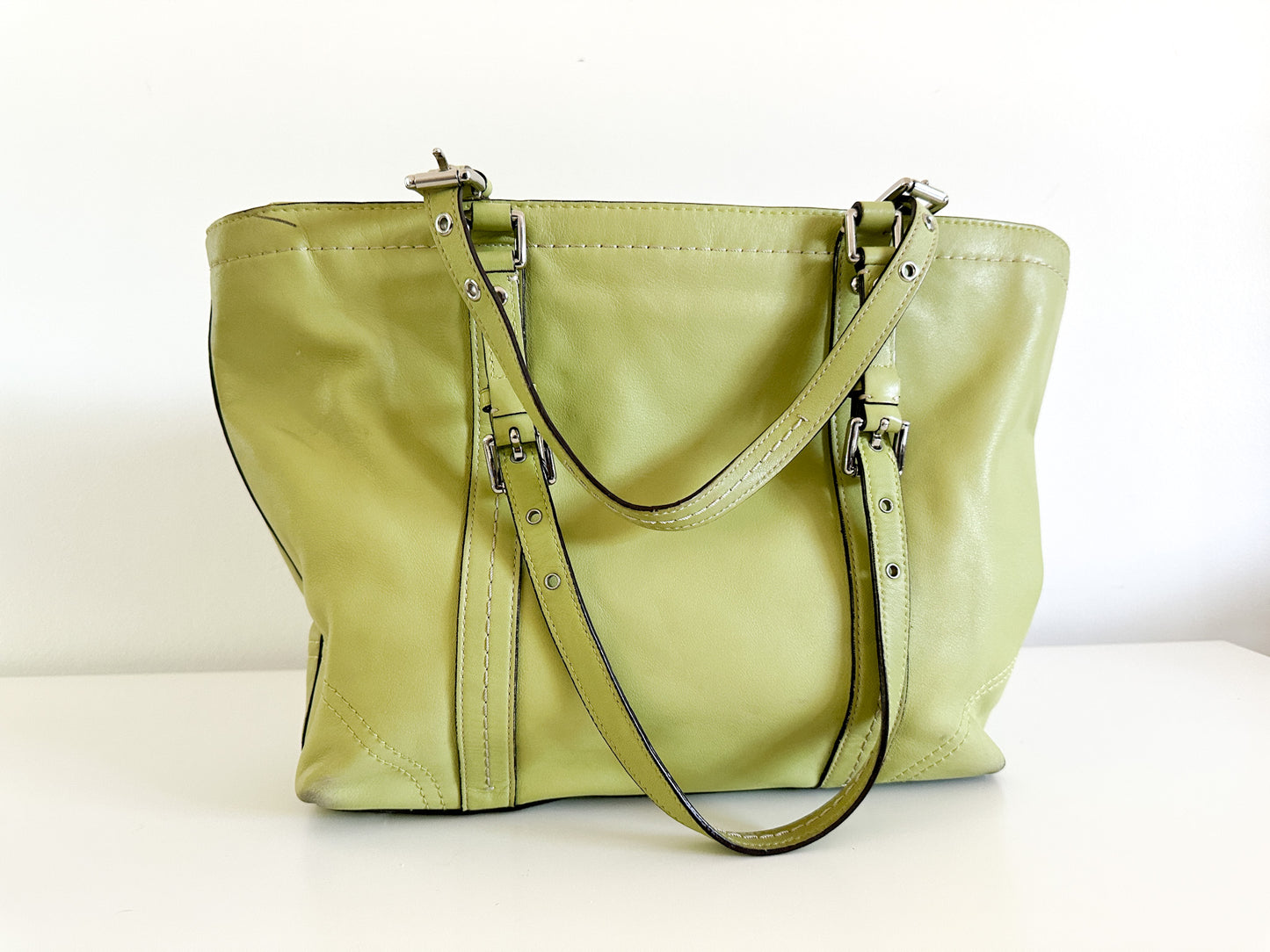 COACH Gallery Tote Lime Green Bag with Adjustable Handles