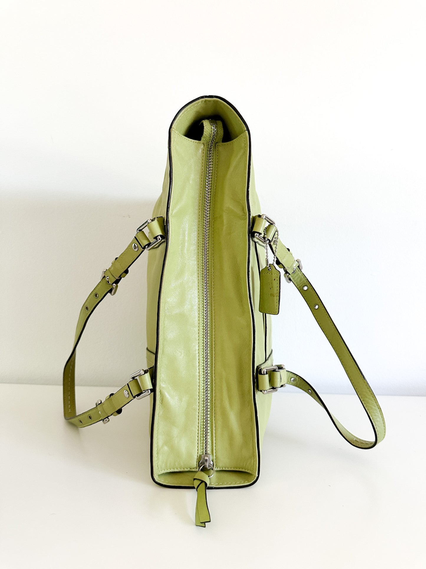 COACH Gallery Tote Lime Green Bag with Adjustable Handles