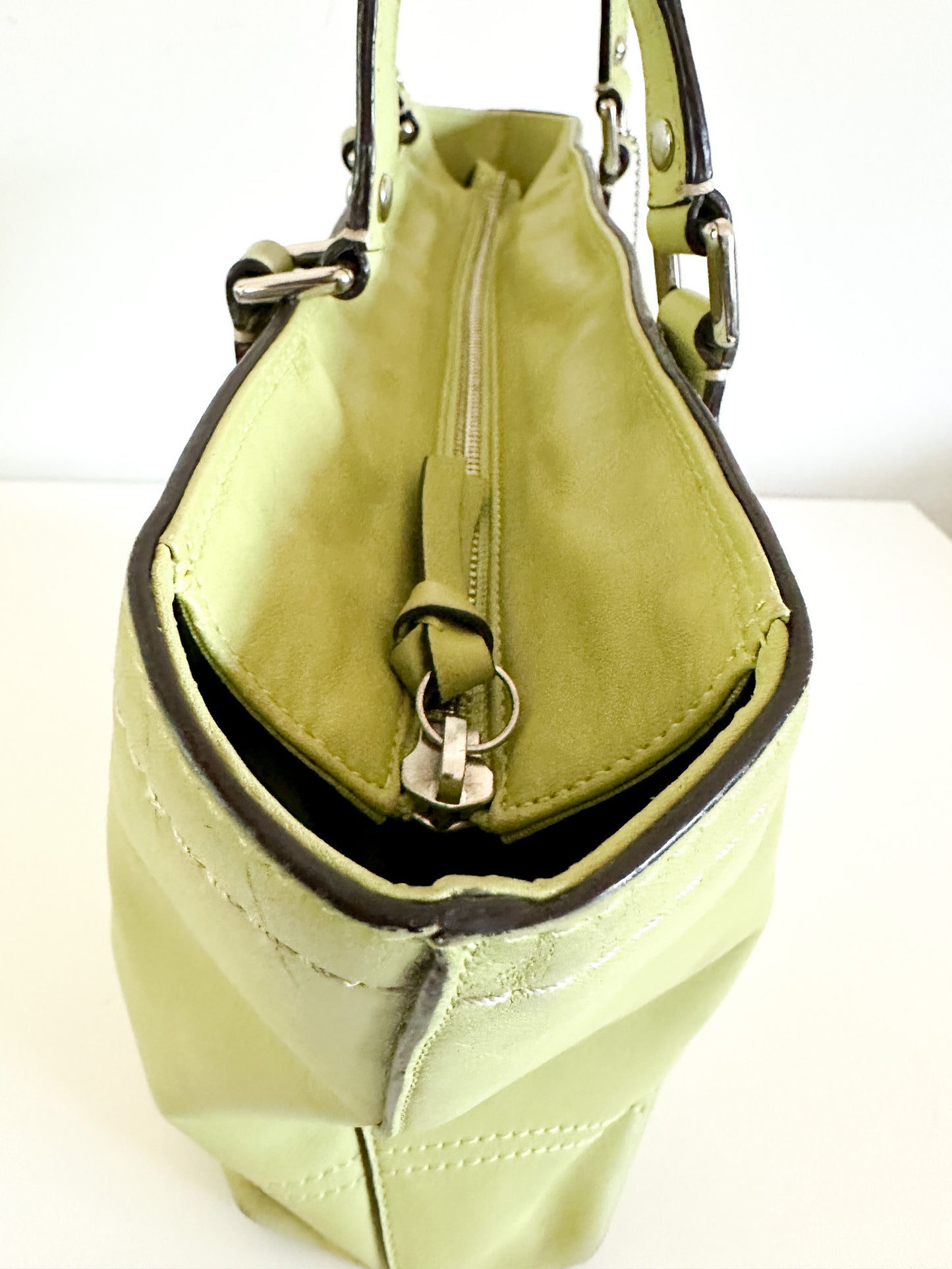 COACH Gallery Tote Lime Green Bag with Adjustable Handles