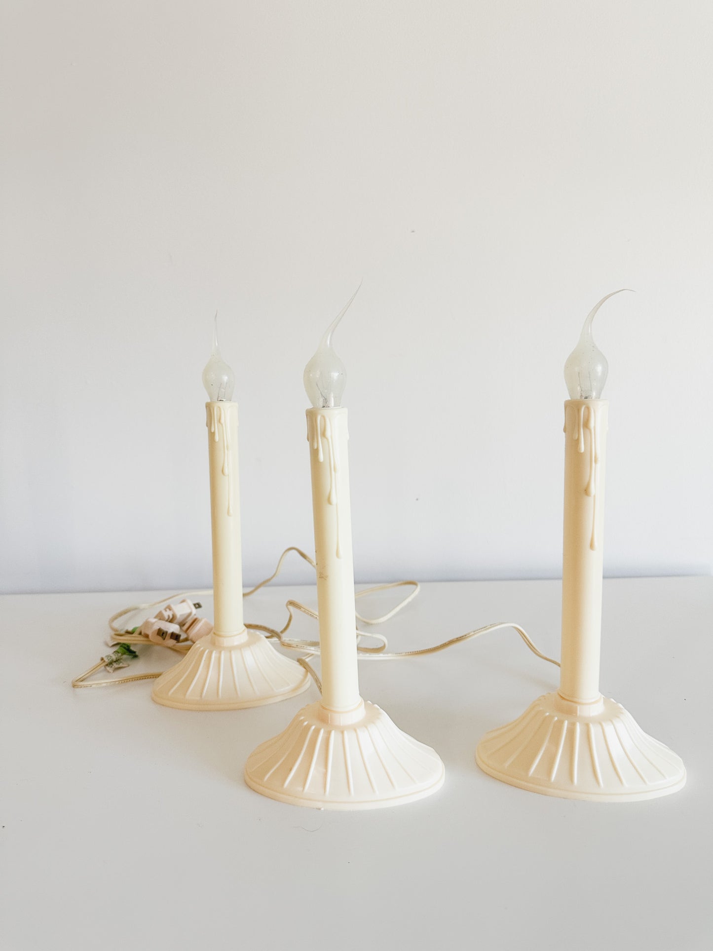 Lot of 3 Vintage Christmas Single Light Candolier | Electric Drip Candles with Bulbs