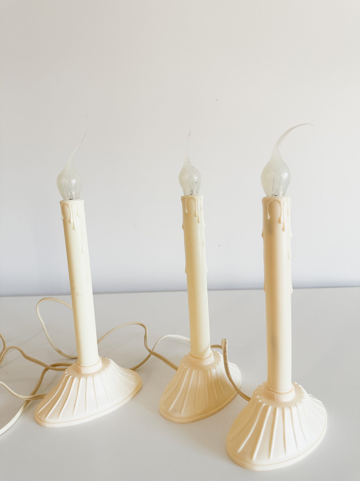 Lot of 3 Vintage Christmas Single Light Candolier | Electric Drip Candles with Bulbs