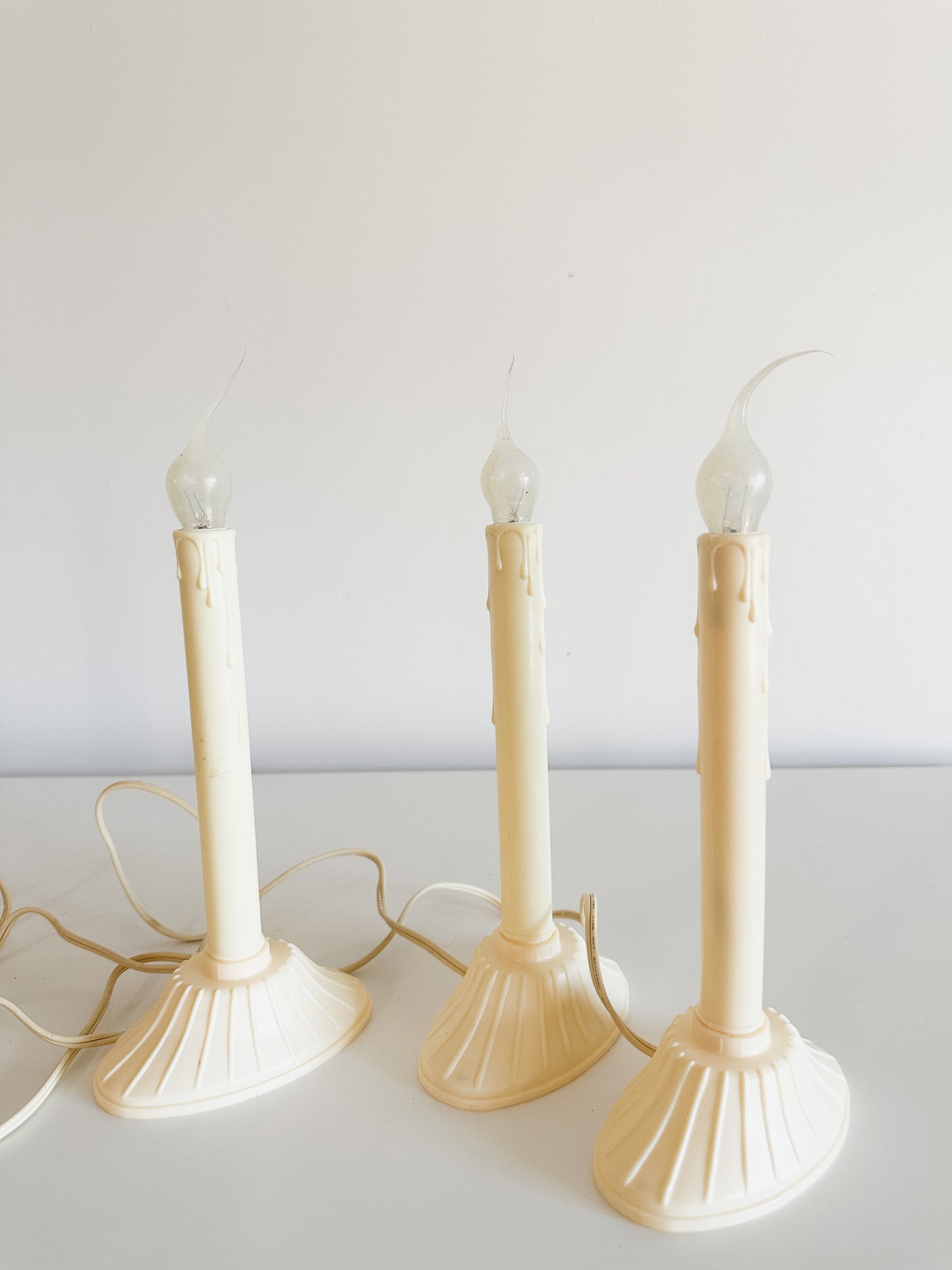 Lot of 3 Vintage Christmas Single Light Candolier | Electric Drip Candles with Bulbs