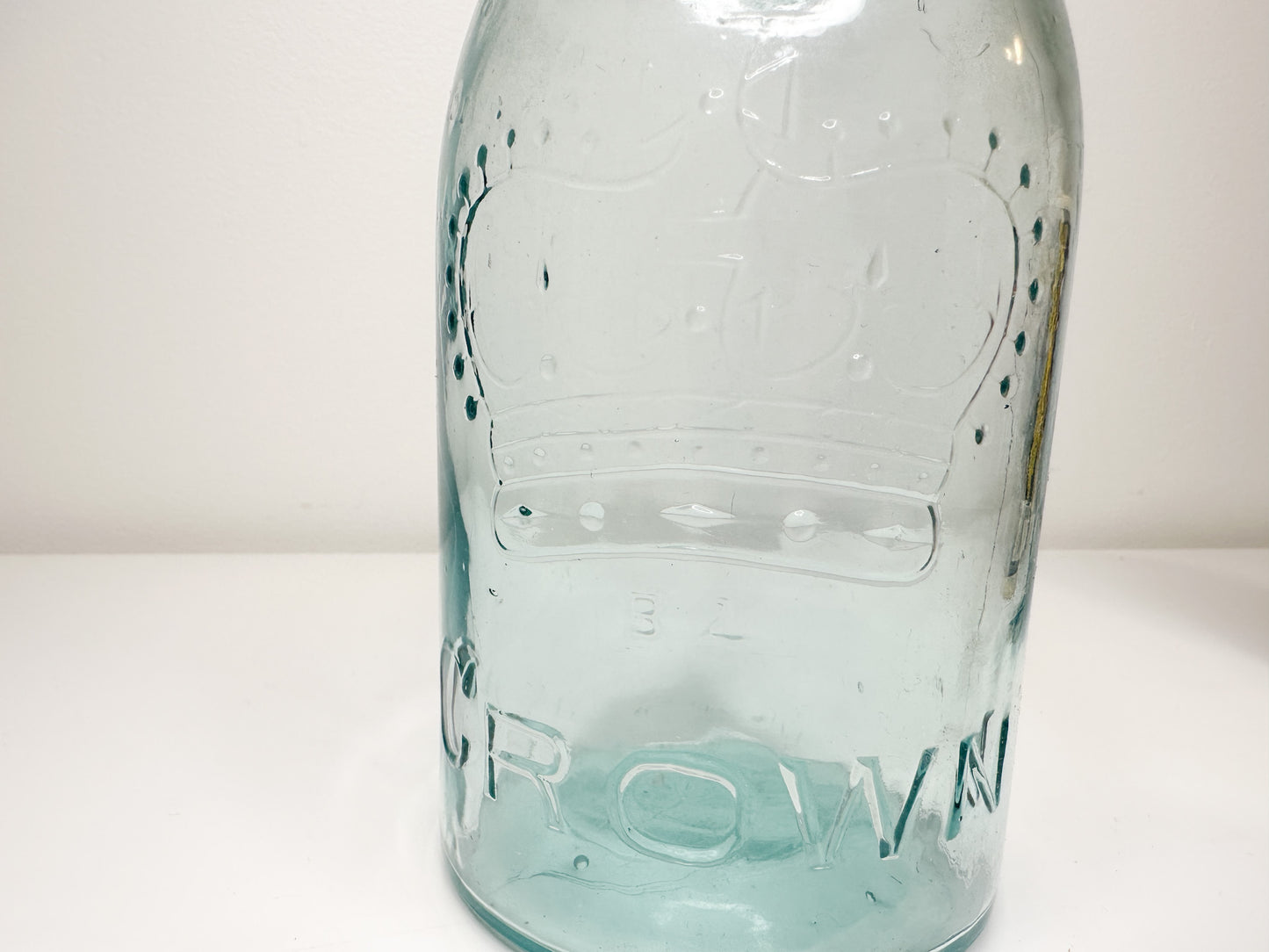 Antique Canadian Crown Canning Jar |Vintage Light Blue Quart Mason Jar by Crown