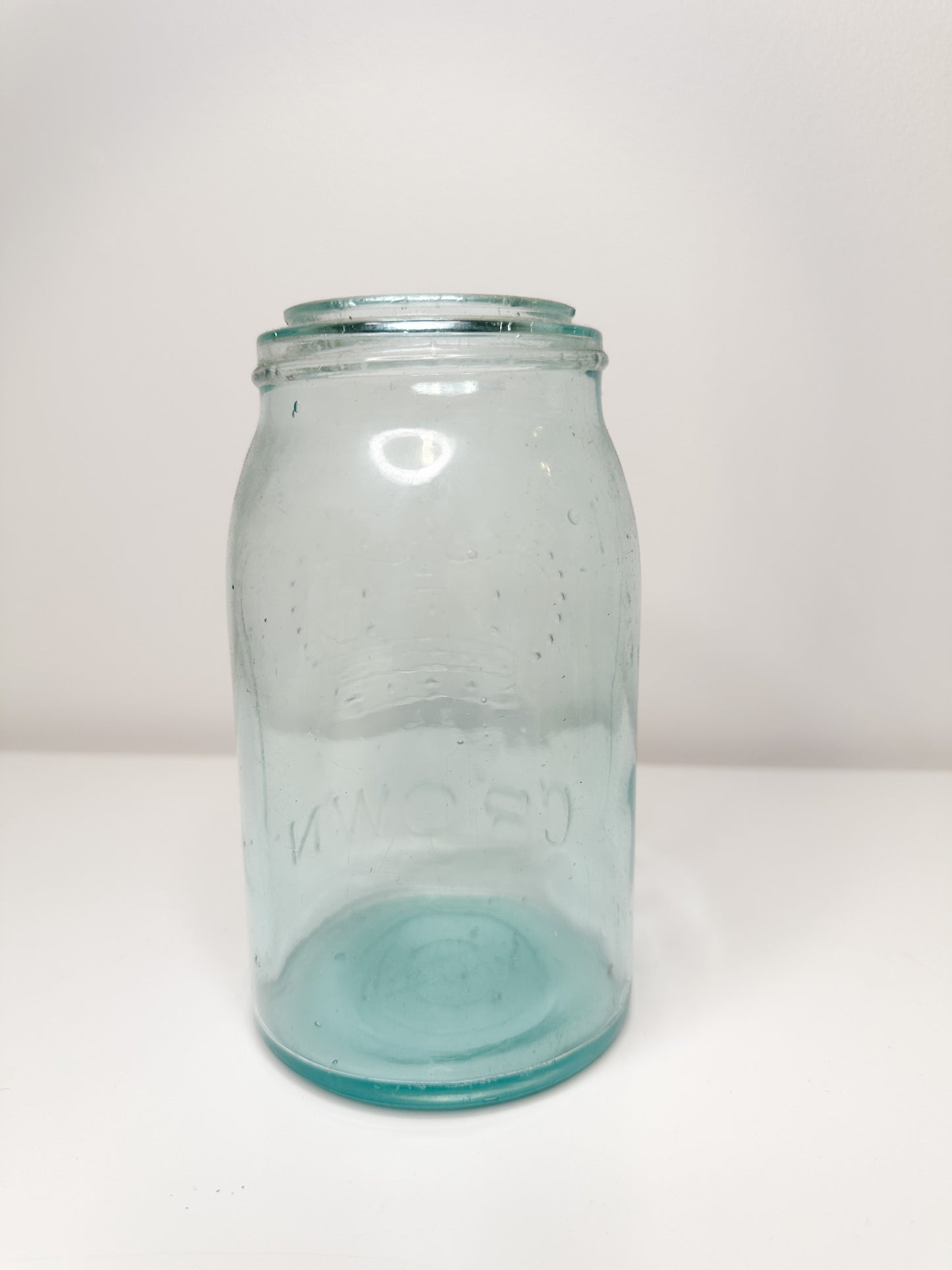 Antique Canadian Crown Canning Jar |Vintage Light Blue Quart Mason Jar by Crown